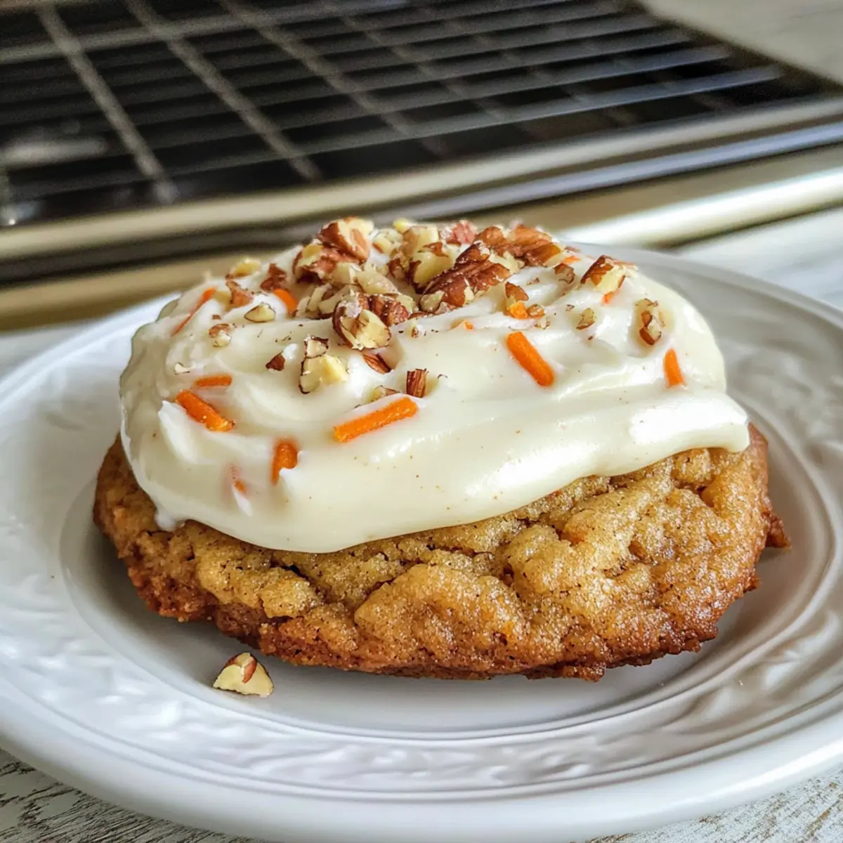 Crumbl Karottenkekse Nachahmung mit Frischkäsefrosting