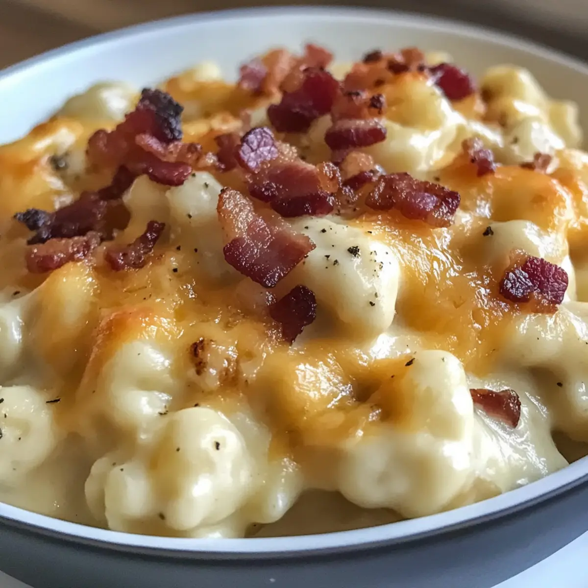 Keto Blumenkohl Mac und Käse mit Speck Rezept