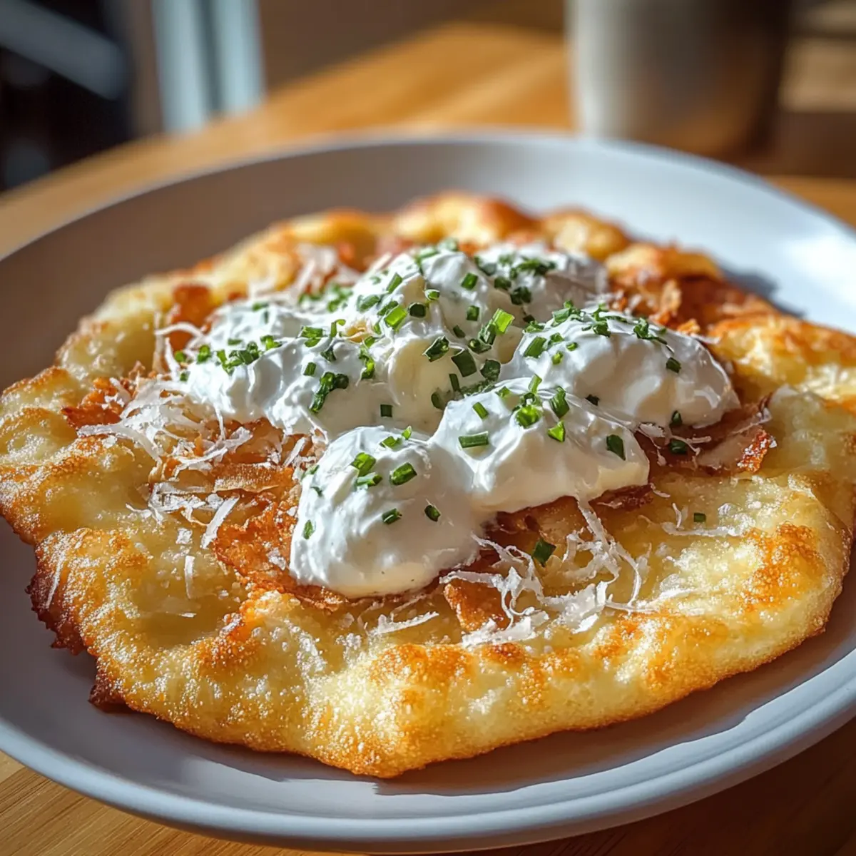 Knusprige Langos: Ungarisches Straßenessen für Zuhaus