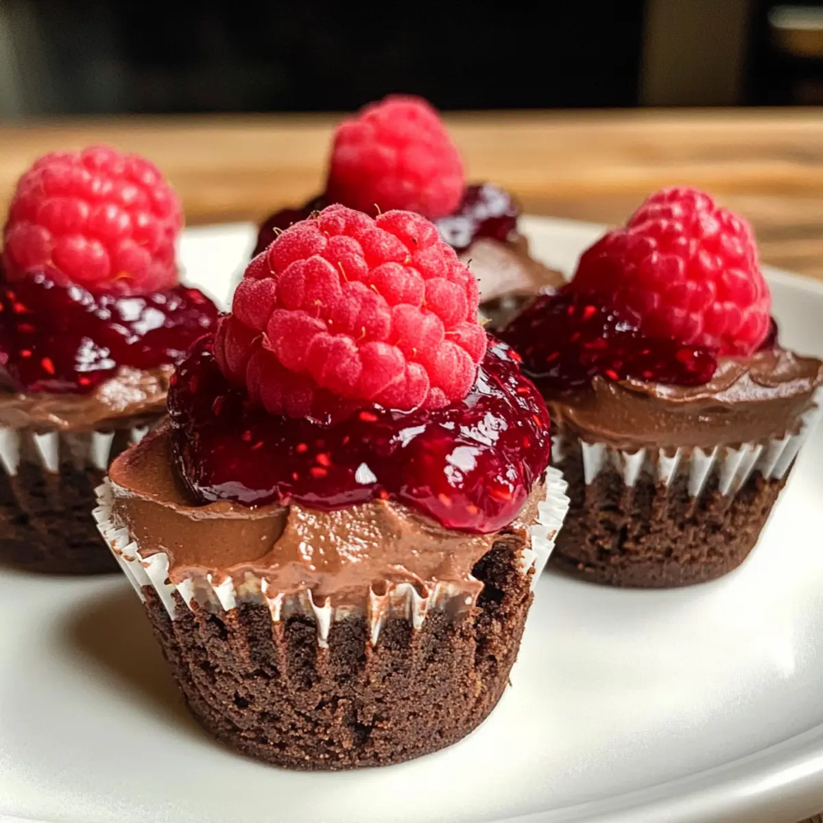 Keine Backen Himbeere Schokoladenmousse Tassen geniessen