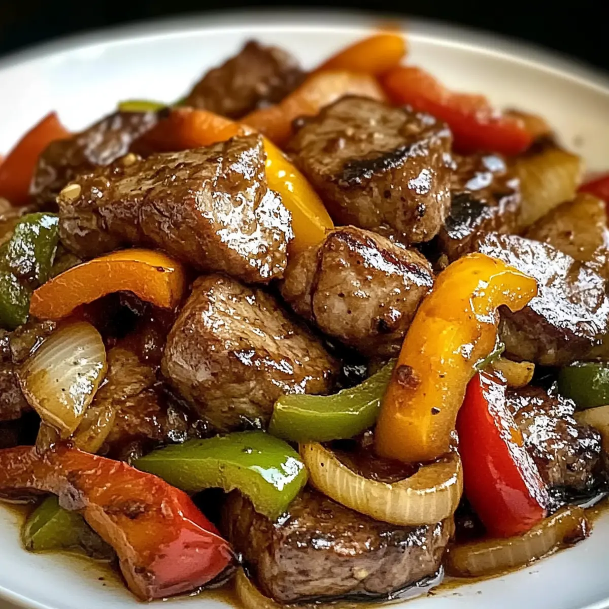 Pfeffersteak mit Paprika und Zwiebeln schnell zubereiten