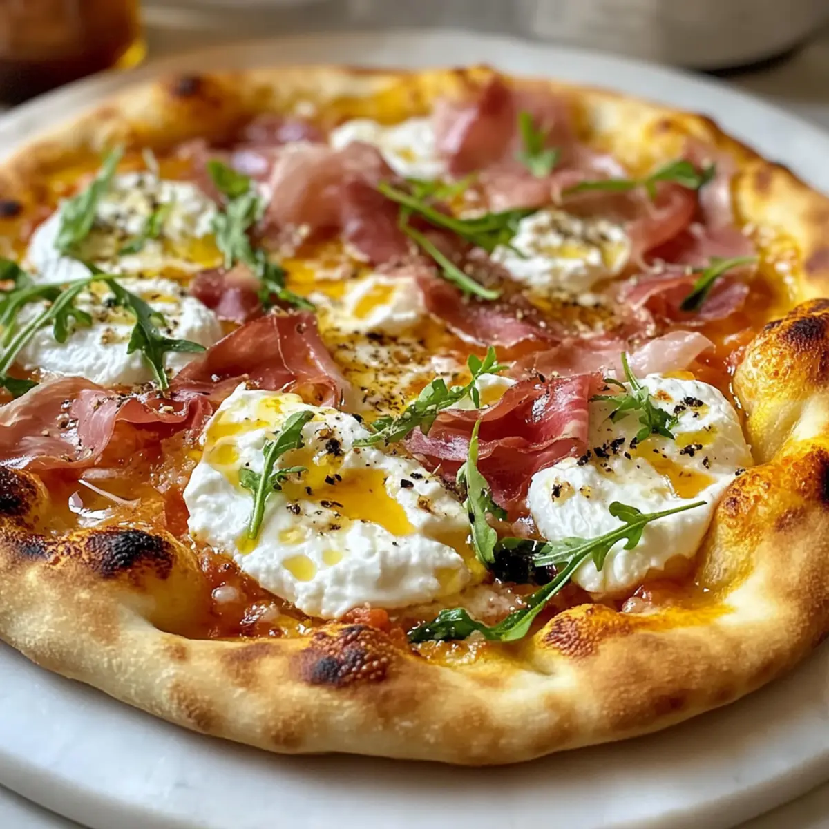 Prosciutto und Honig Burrata Pizza für Gourmet-Fans