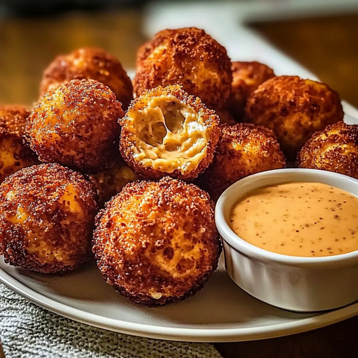 Reuben Bällchen mit scharfer Dip-Sauce für Feste