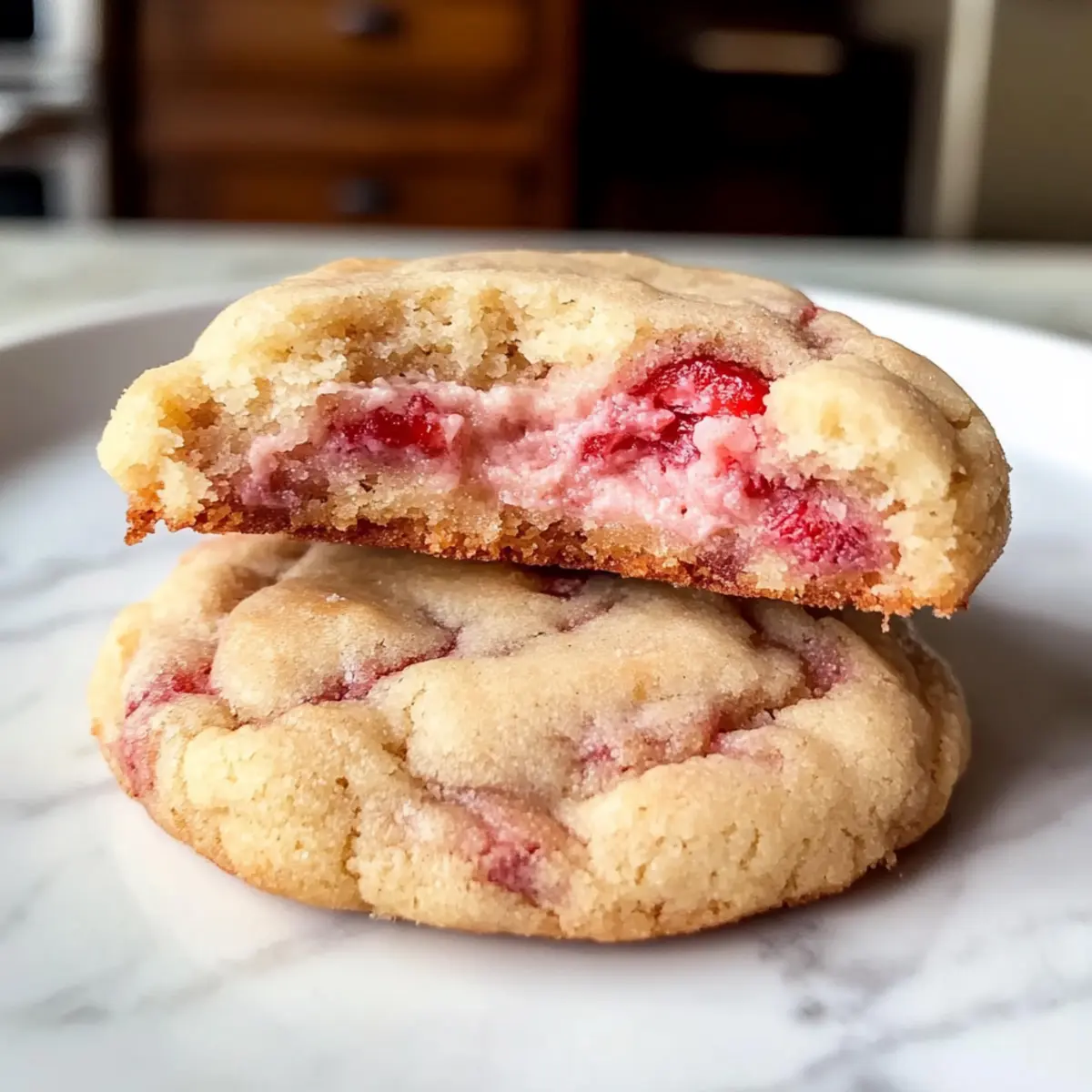 Gefüllte Erdbeer-Käsekuchen-Kekse mit brauner Butter