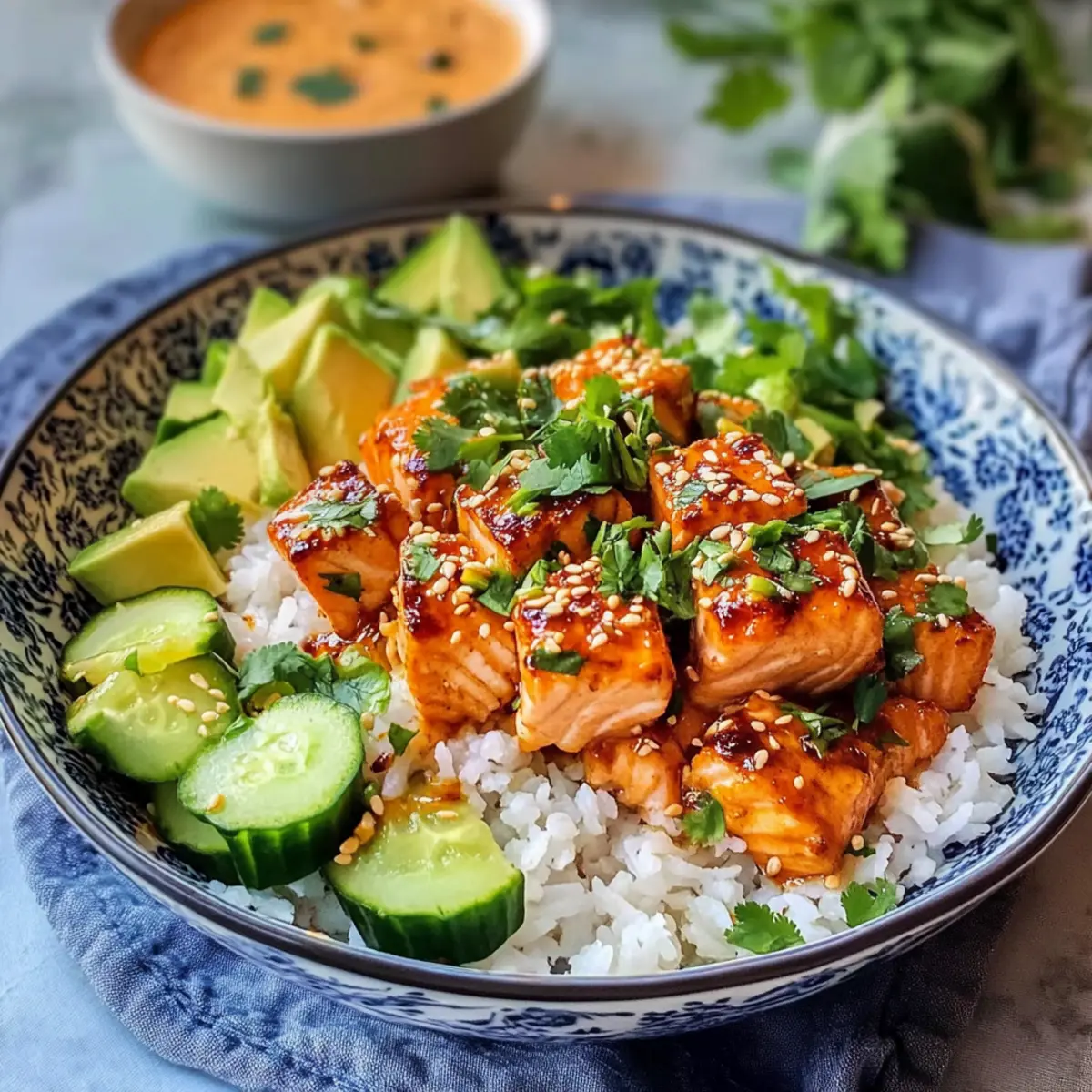Bang Bang Lachs und Kokosreis Schüsseln für jeden Tag