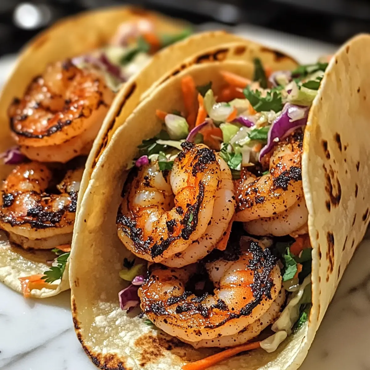 Schwarze Garnelen Tacos mit Krautsalat für jeden Tag
