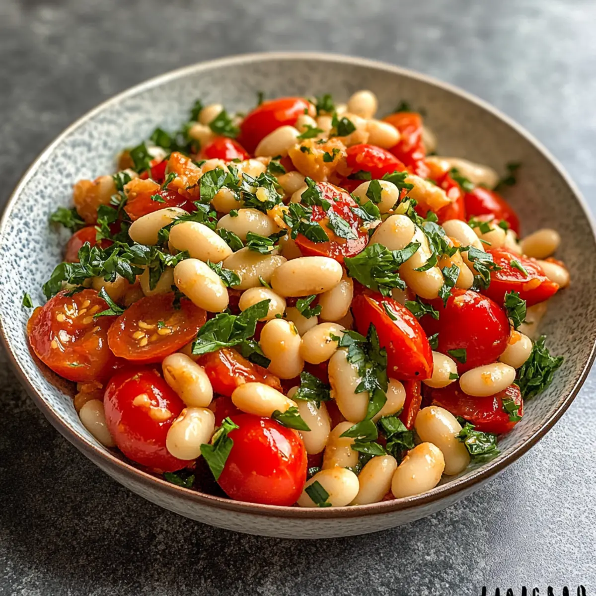 Frischer Bohnensalat mit Tomaten und fruchtigem Dressing