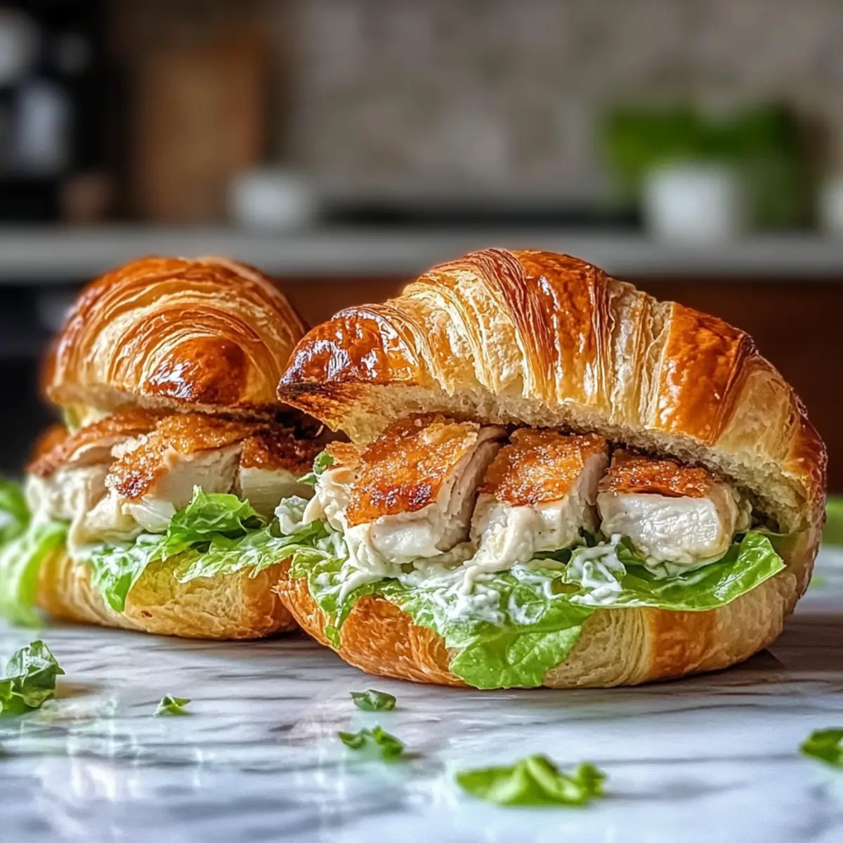 Hühnchen Caesar Croissant Sandwich schnell und einfach
