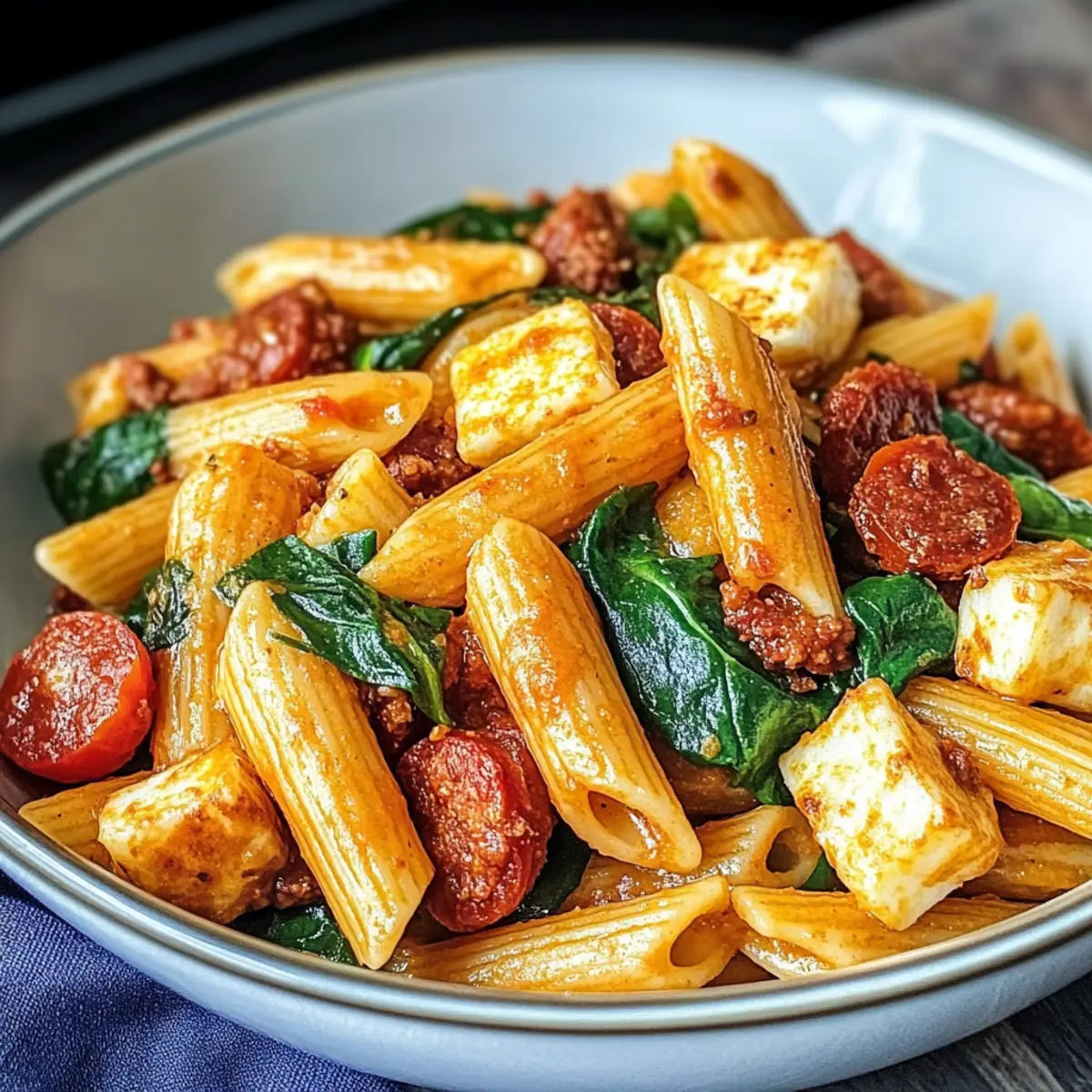 Chorizo und Halloumi Pasta für schnelles Dinner