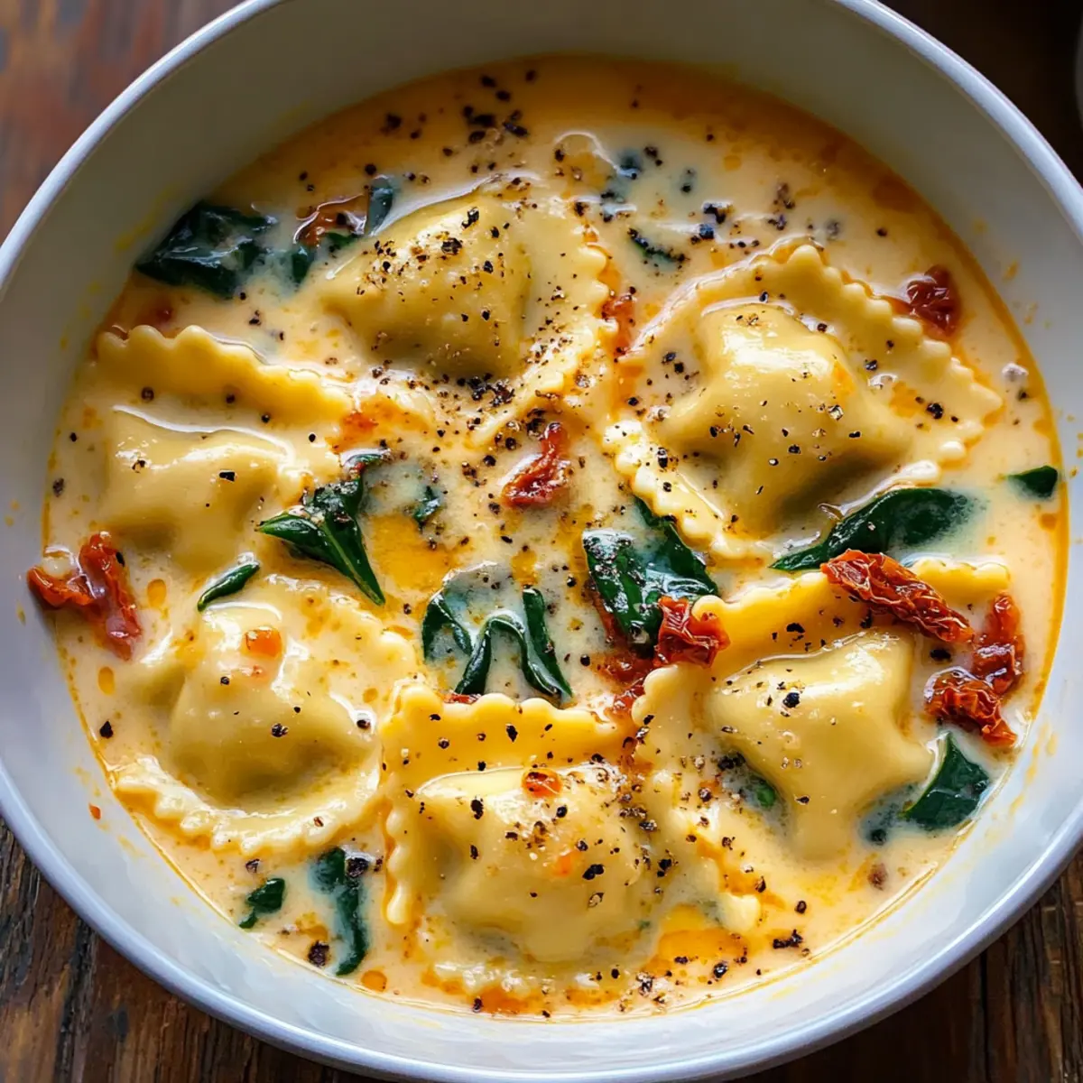 Cremige Toskanische Ravioli-Suppe für Seelenwärmer