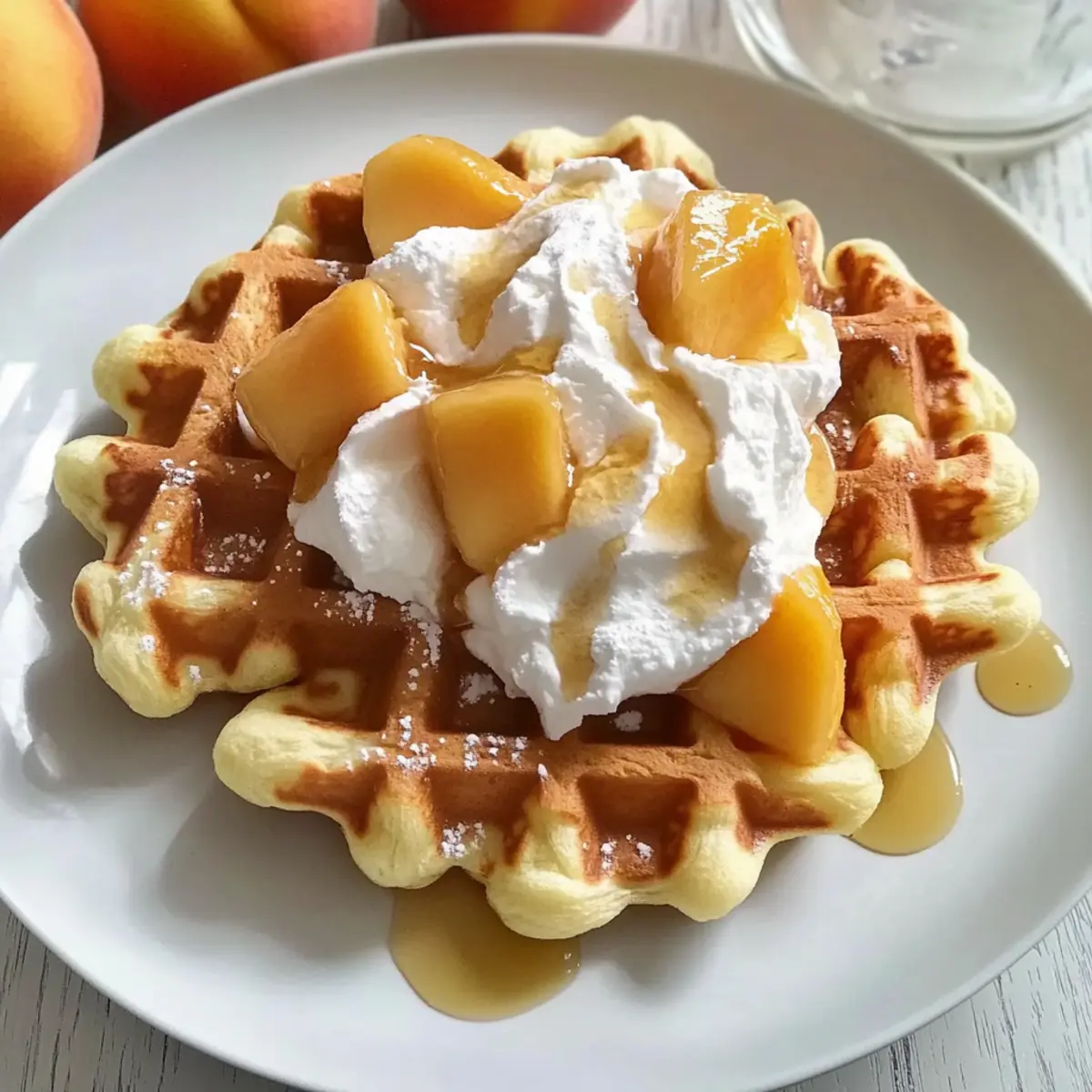 Flauschige Pfirsichwaffeln mit hausgem Schlagrahm