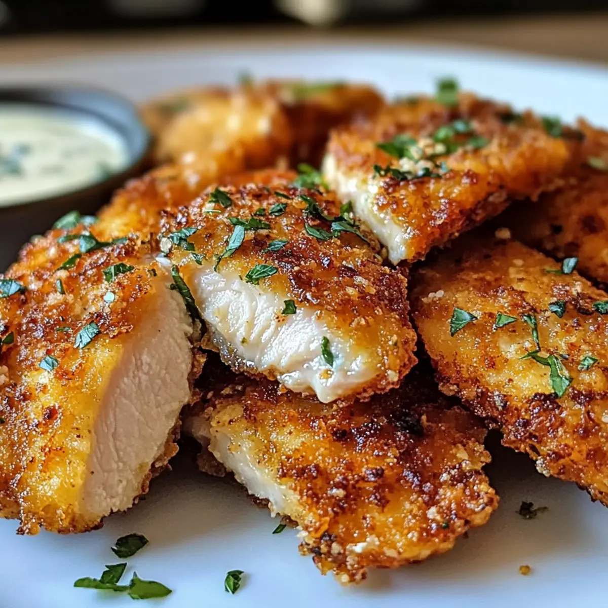 Knoblauch Parmesan Ranch zerdrücktes Hähnchen Rezept