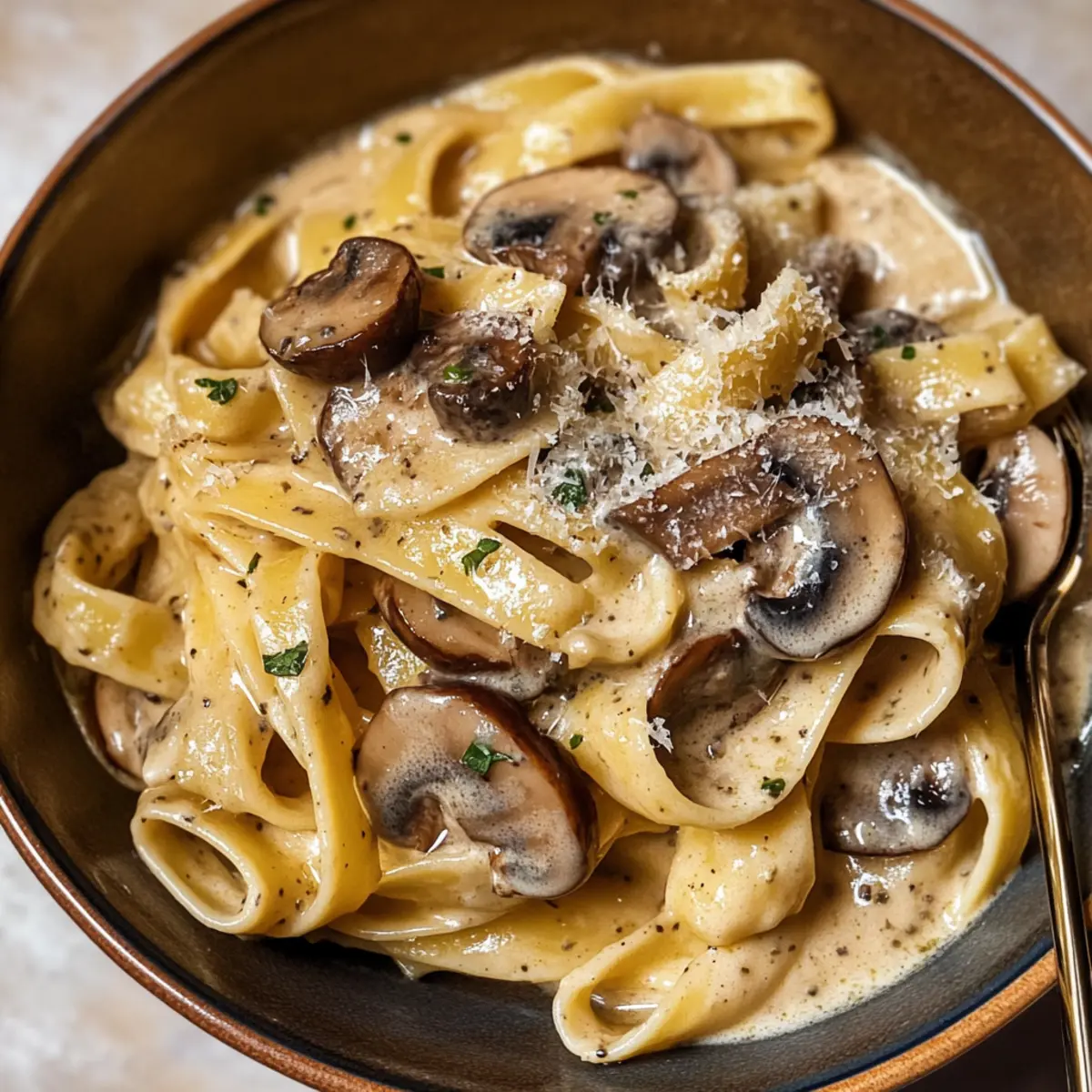 Gorgonzola-Trüffelcremesauce mit Pilzen für Pasta