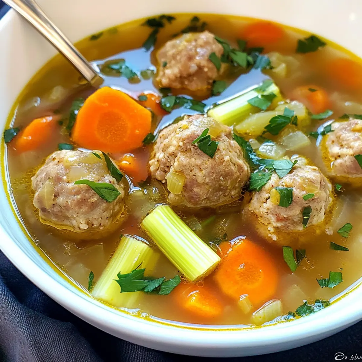 Hackbällchen-Suppe mit frischem Gemüse genießen