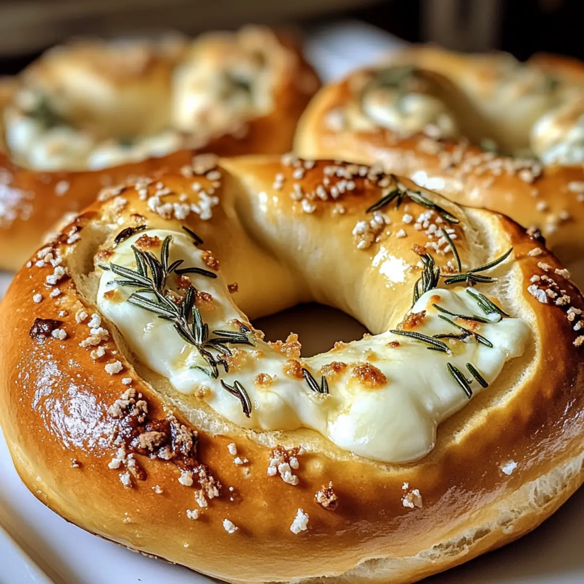 Mozzarella gefüllte Rosmarin Parmesan Brezeln