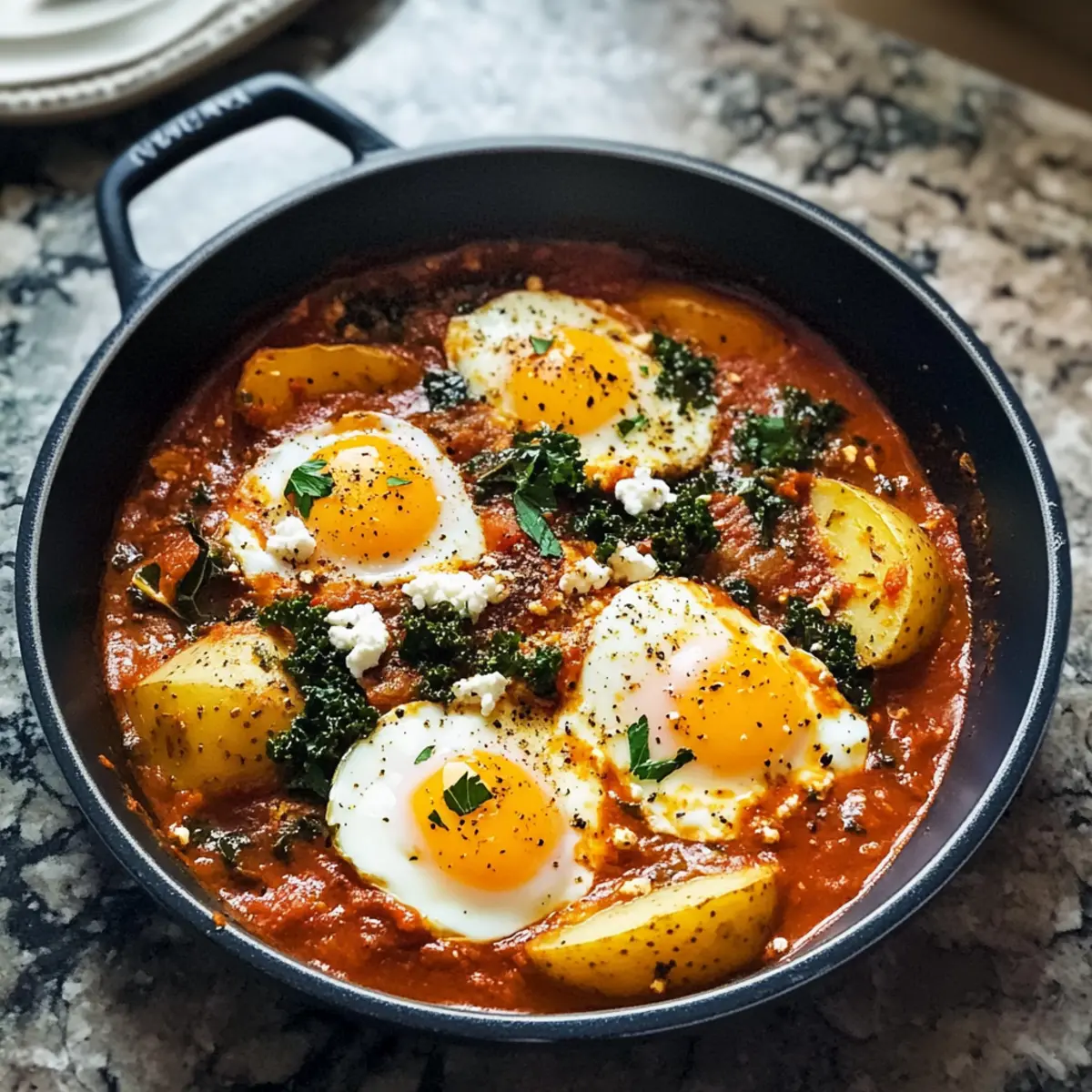Ein-Topf Würzige Eier und Kartoffeln für Genießer