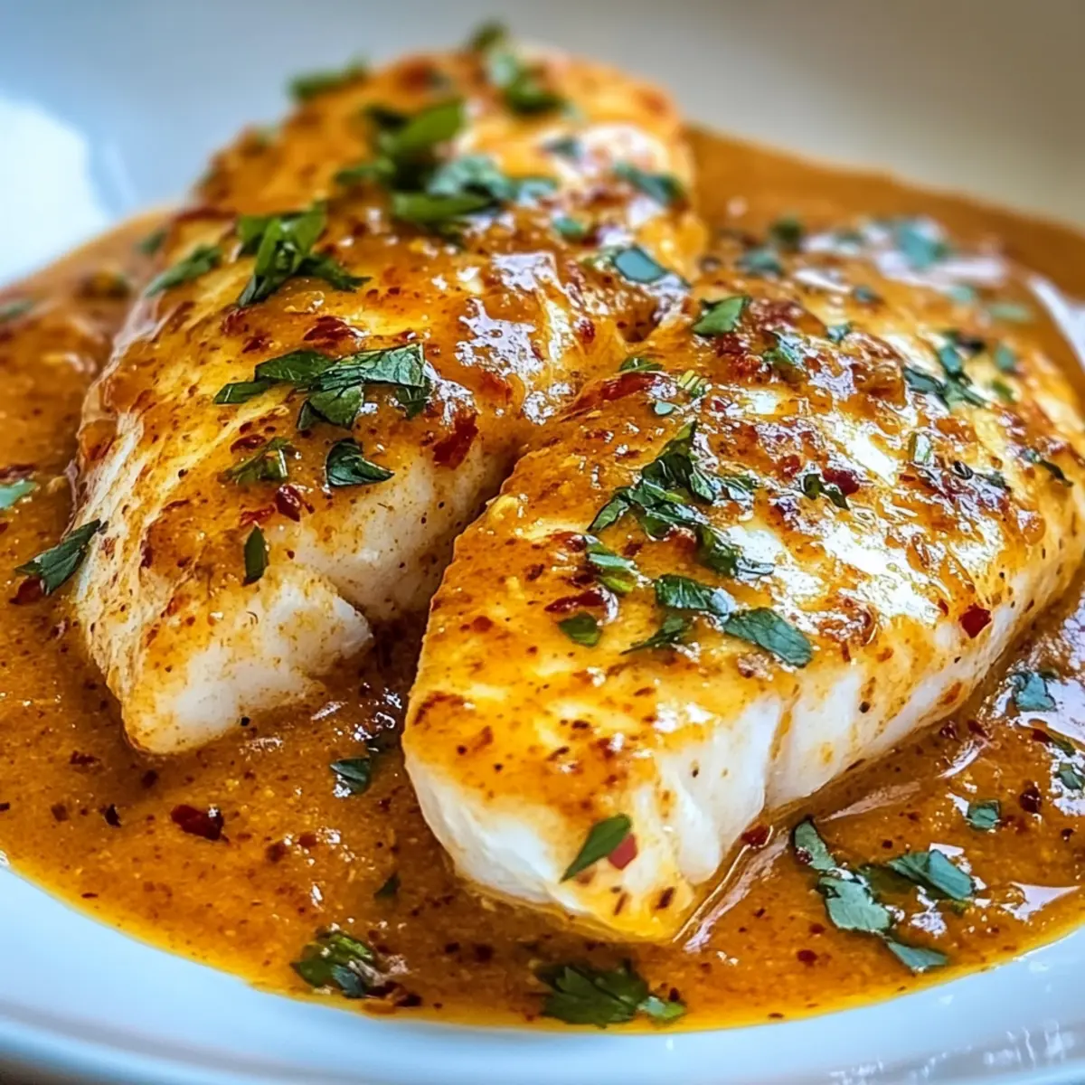 Herzhafter Tilapia in gerösteter Paprikasoße in 30 Minuten