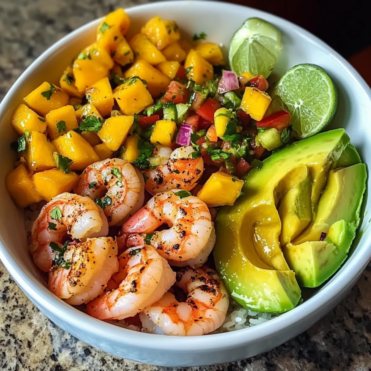Garnelen- und Avocado-Schalen mit Mangosalsa genießen