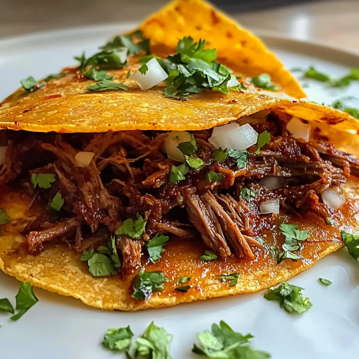 Langsam gekochte Birria-Tacos mit knusprigen Tortillas