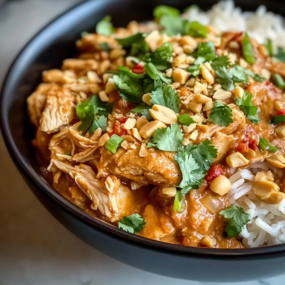 Slow Cooker Erdnuss-Hühnchen mit 8 Beilagen Ideen