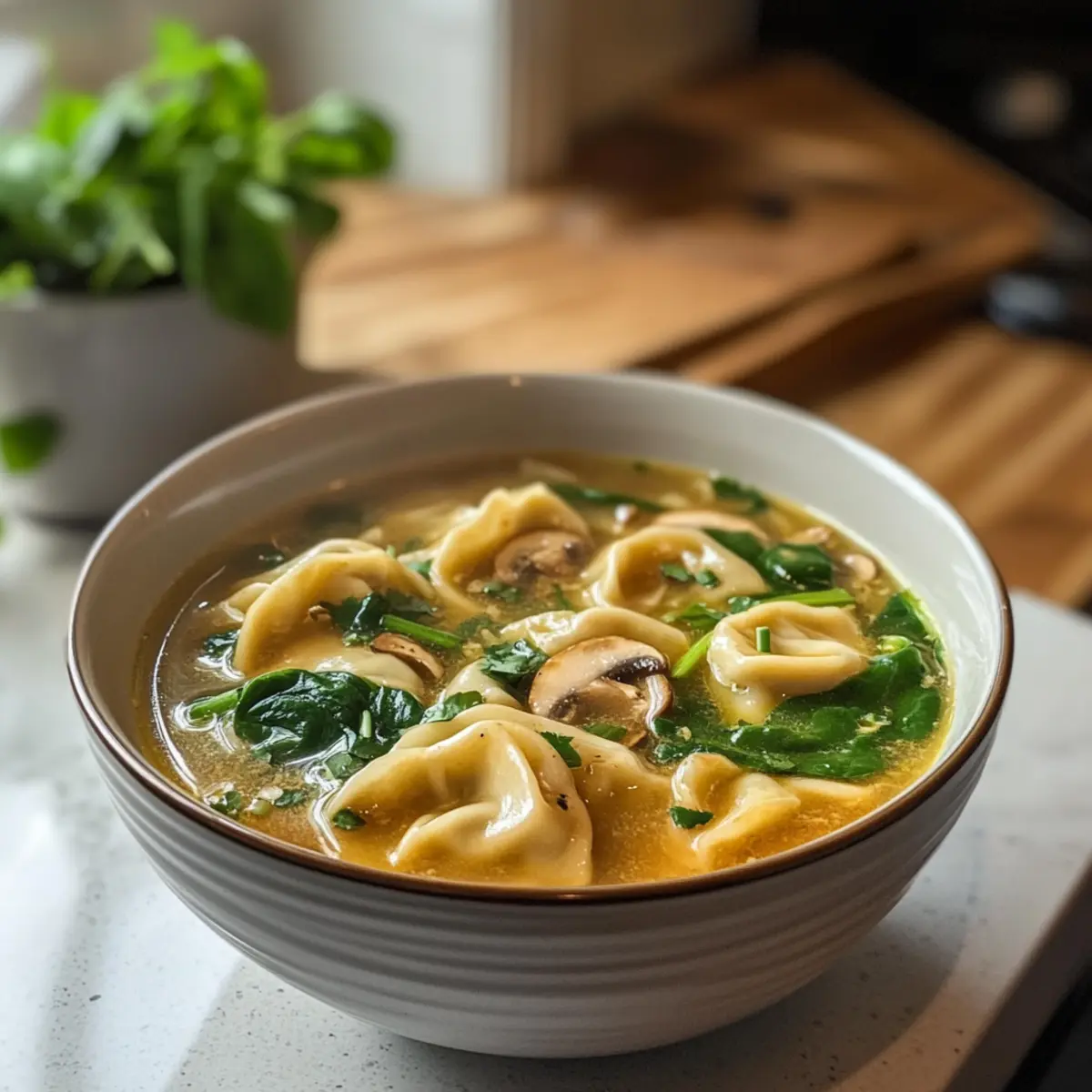 Thailändische Potsticker Suppe für kuschelige Abende