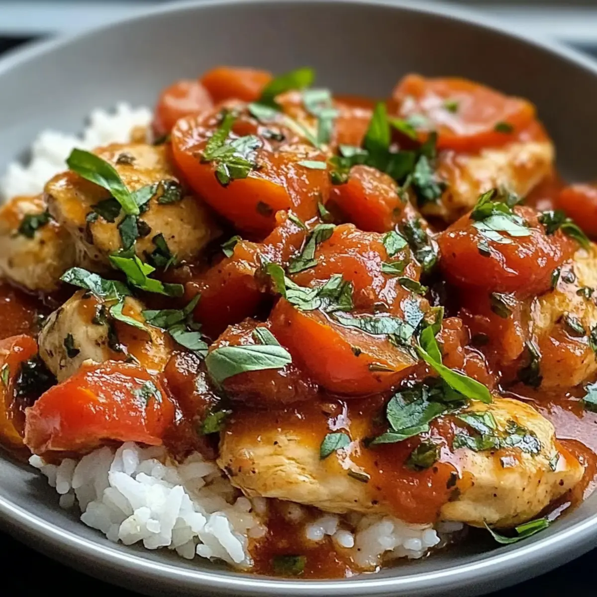 Tomatiges Hähnchen mit Reis für die ganze Familie