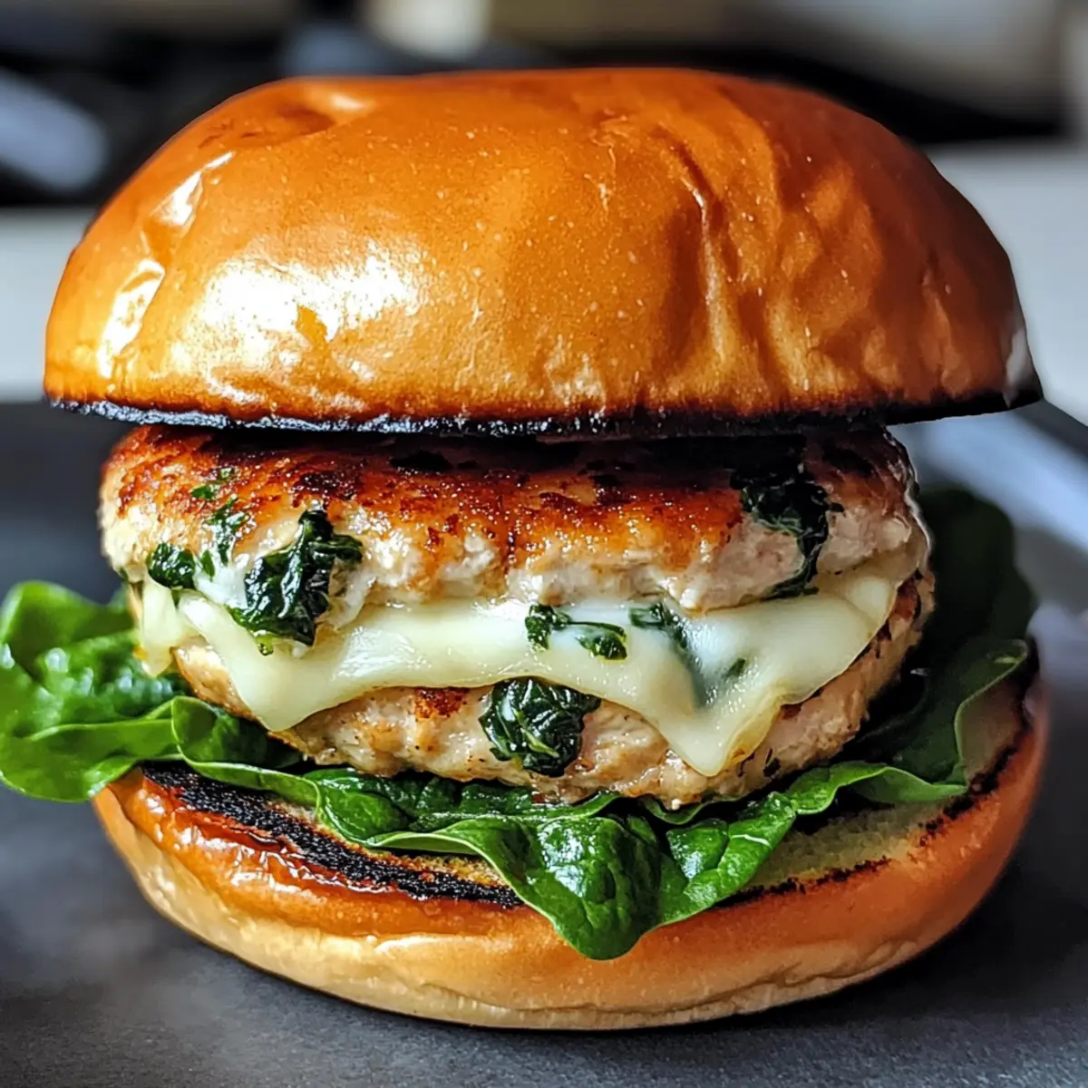 Gesunde Weiße Cheddar Spinat Hähnchenburger Rezept