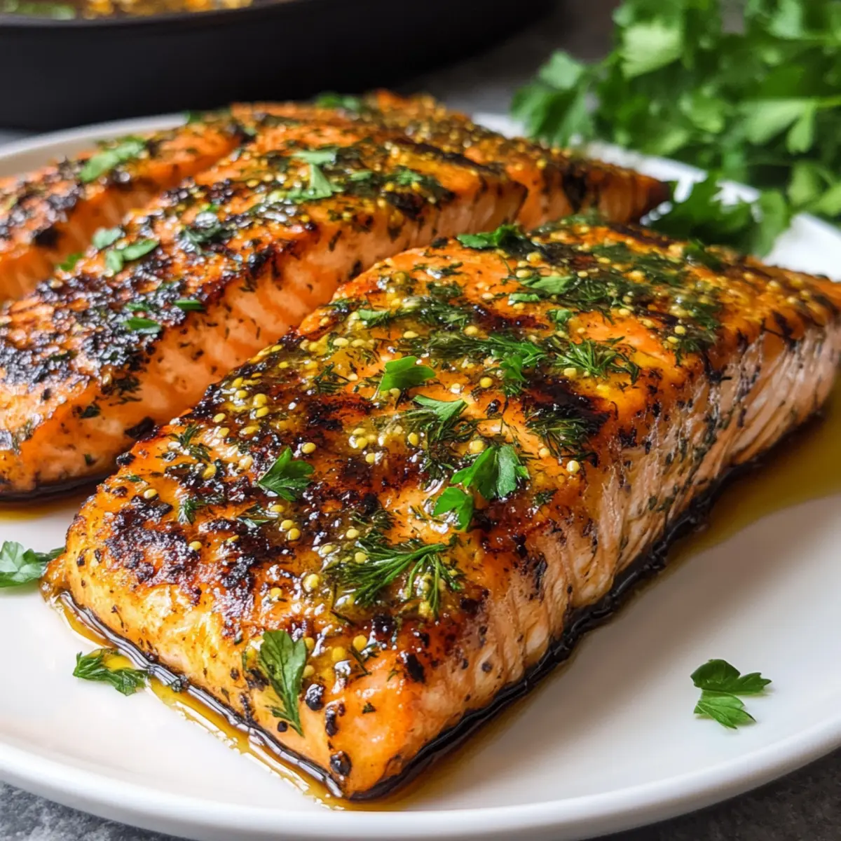 Zesty Gegrillter Honig-Senf-Lachs in Minuten