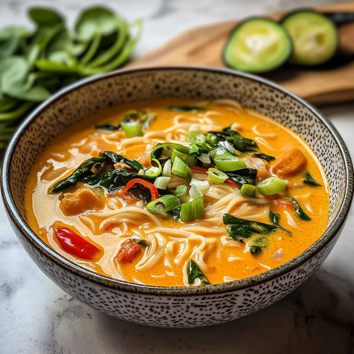 Asiatische Kokos-Curry-Suppe mit Reisnudeln ganz einfach
