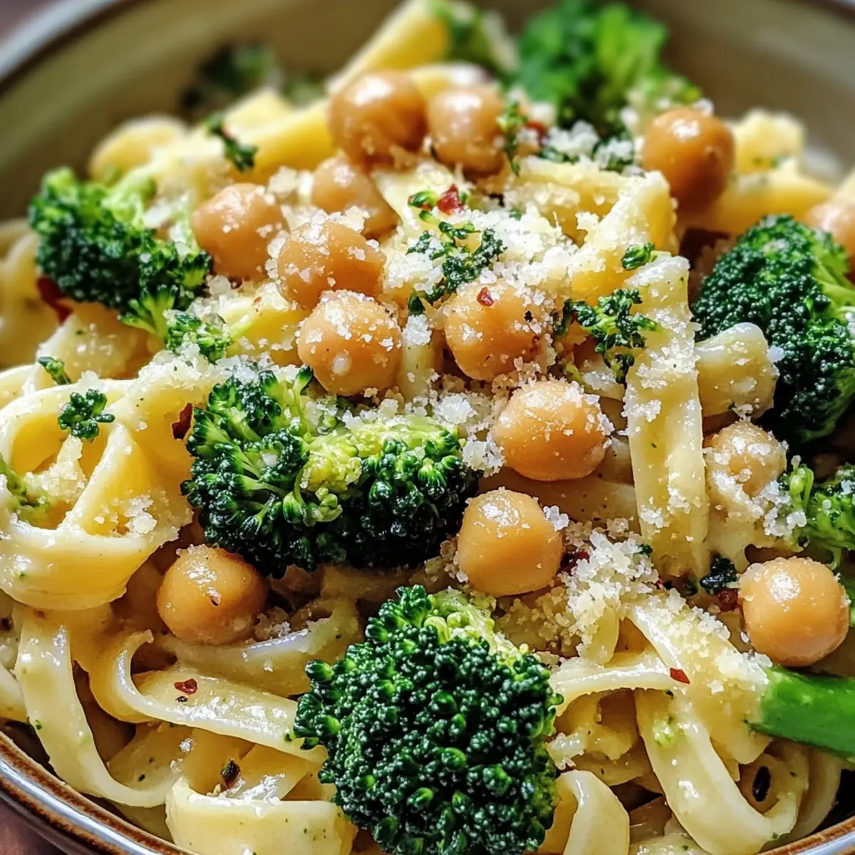 Brokkoli Kichererbsen Pasta mit Knoblauch Olivenöl