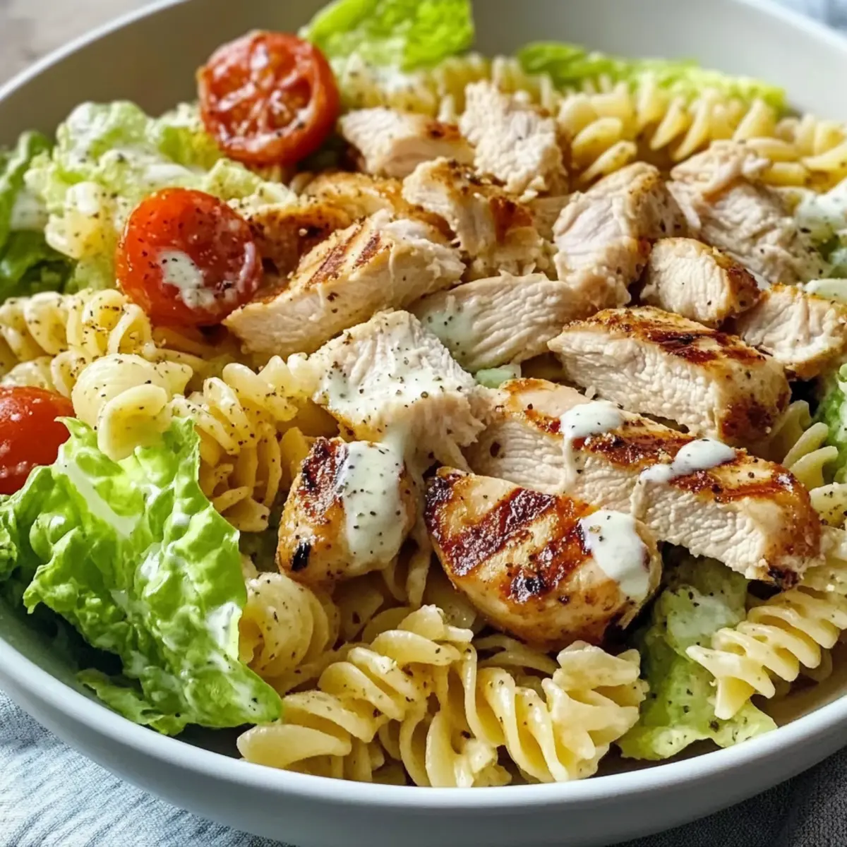Hühnchen Caesar Pasta Salat für schnelles Dinner