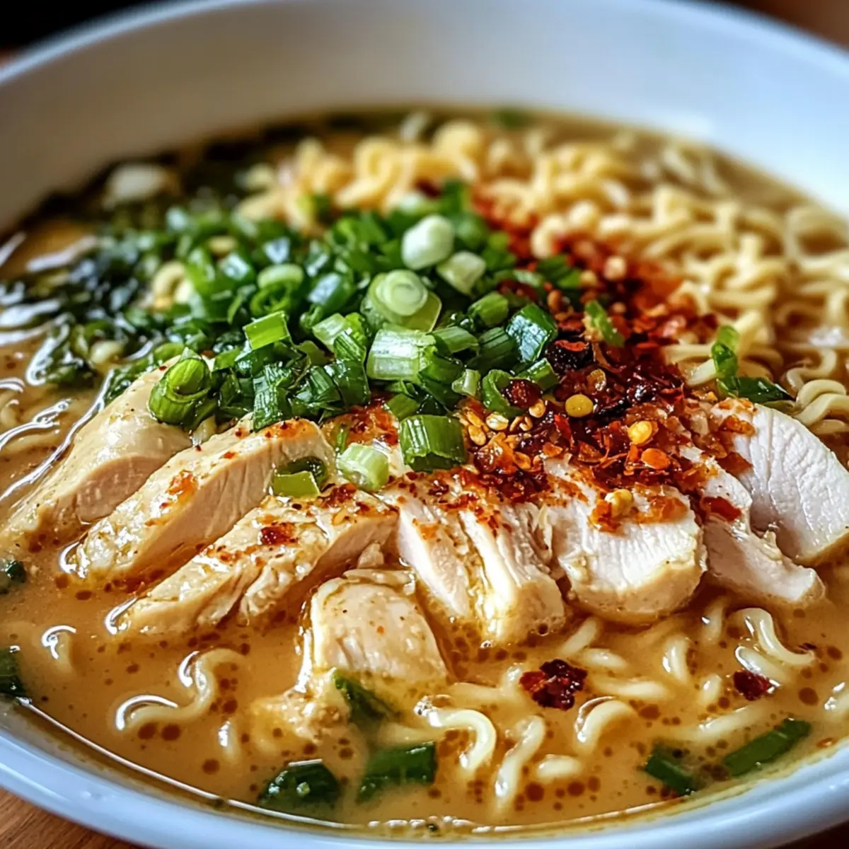 Cremige Knoblauch-Hühnchen-Ramen für wahre Genießer