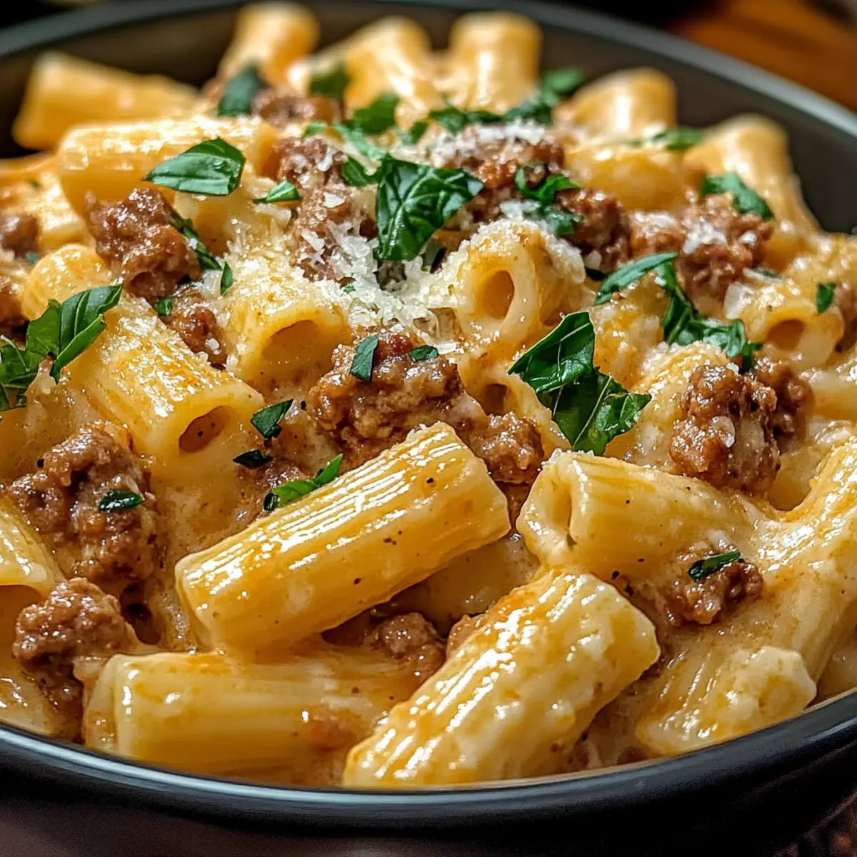 Cremige italienische Wurst Rigatoni für jeden Anlass