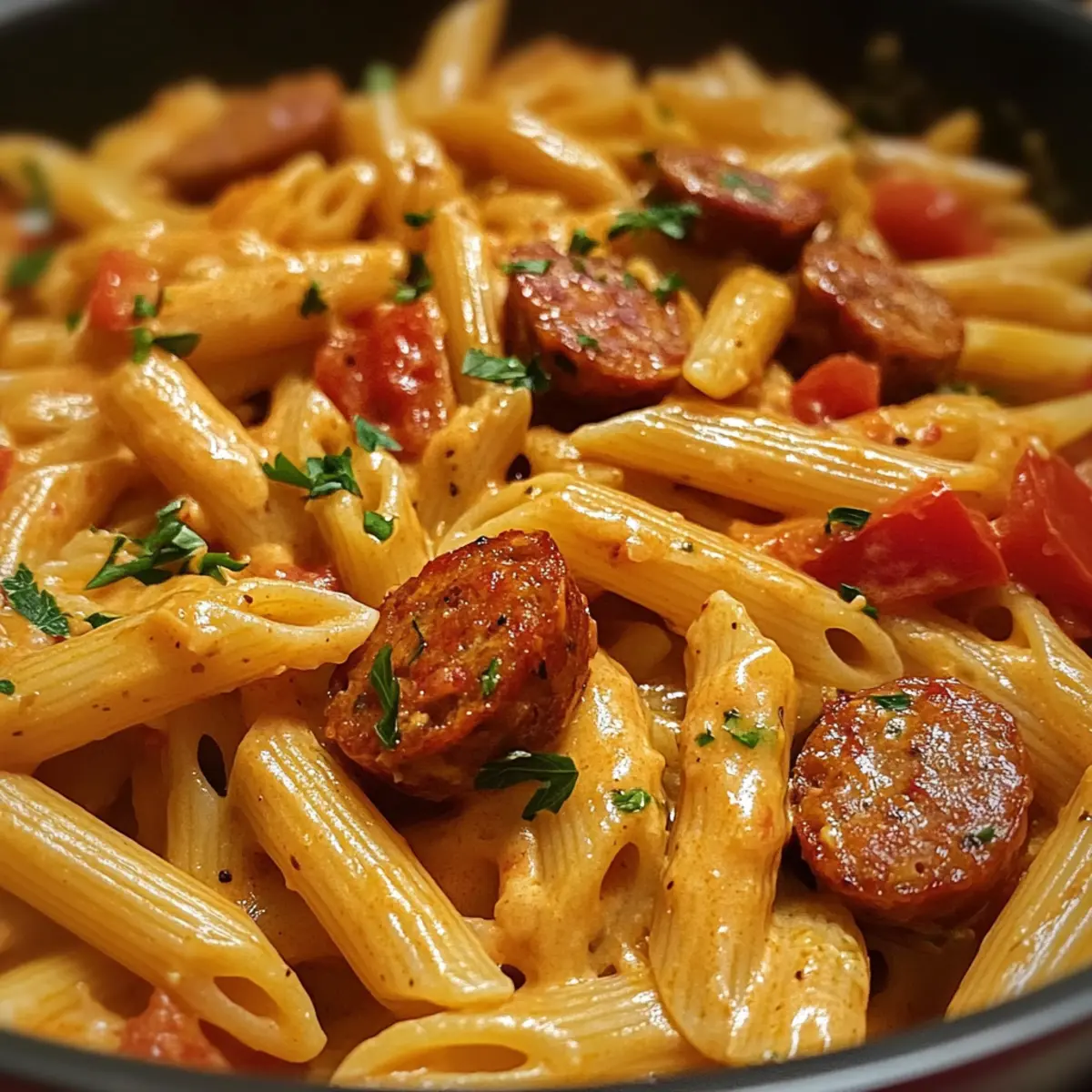 Cremige würzige Cajun-Wurst-Pasta im Handumdrehen