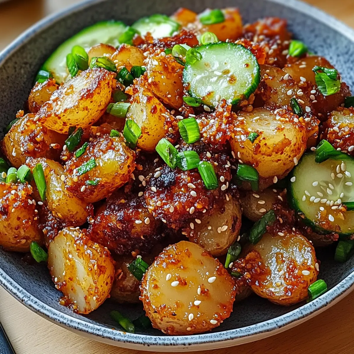 Knuspriger Gochujang Kartoffelsalat für Genießer