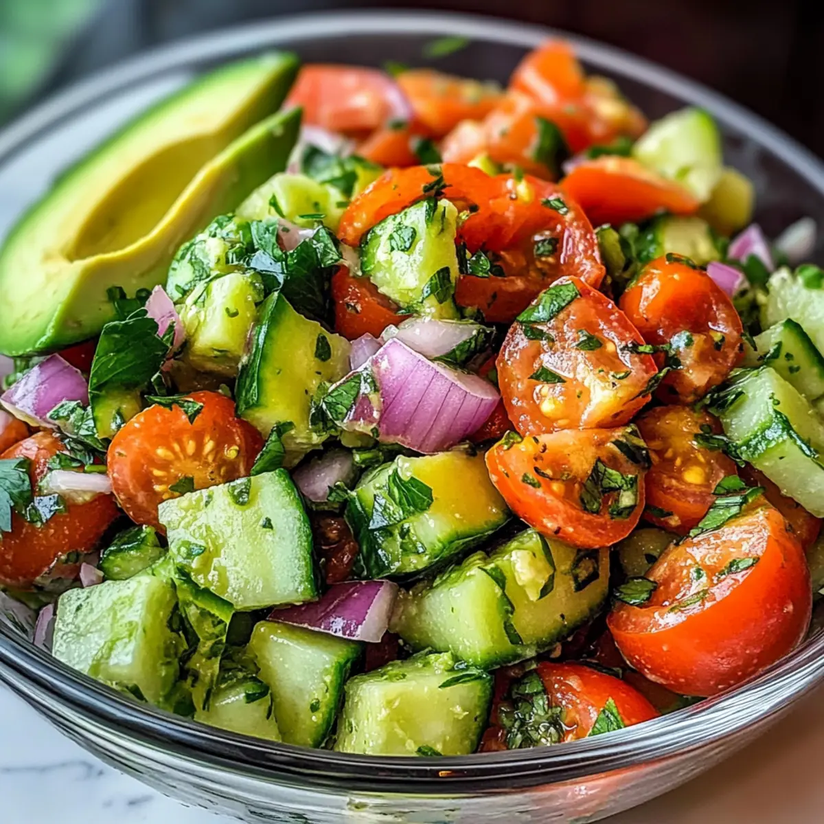 Gurken Tomaten Avocado Salat in 15 Minuten