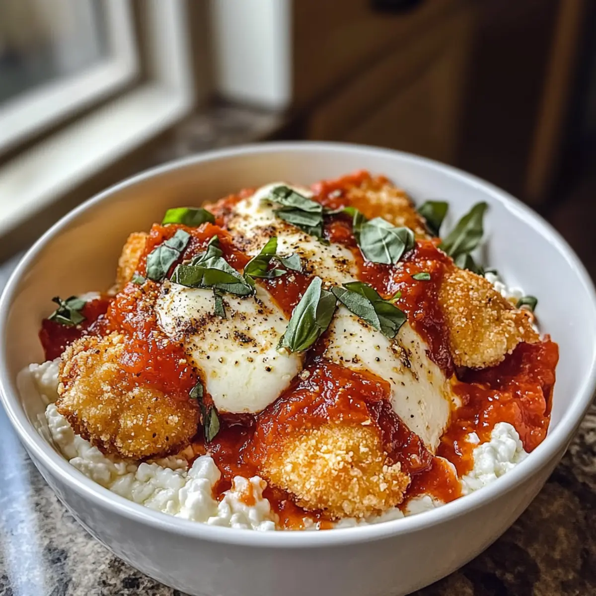 Hochprotein Hähnchen Parmesan Schüssel für Fitnessliebhaber