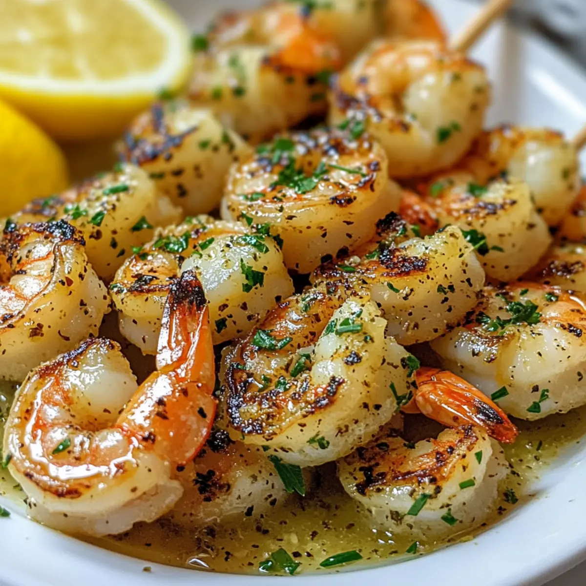 Zitronenknoblauch gegrillte Garnelen ganz einfach