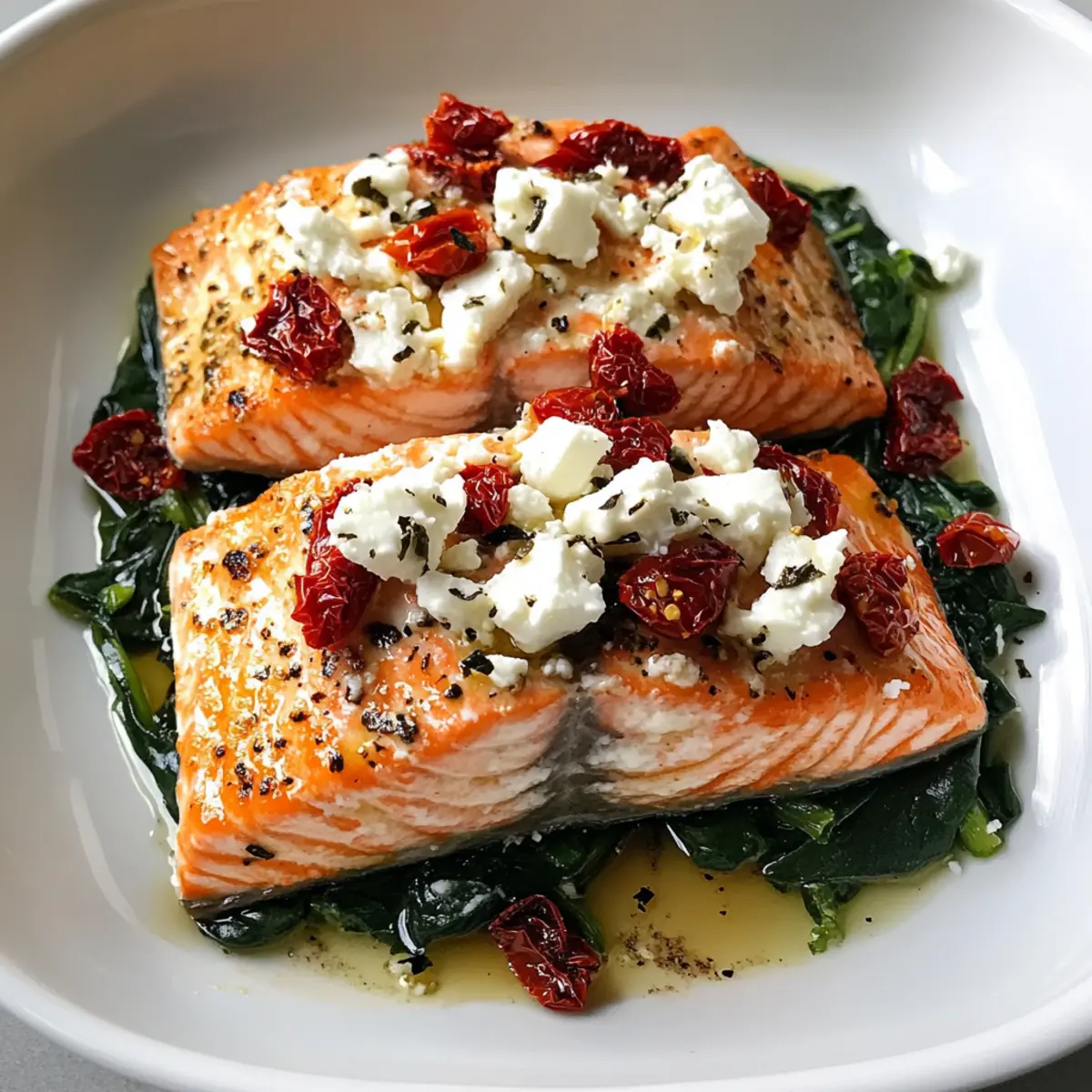 Mediterraner gebackener Lachs mit Feta genießen