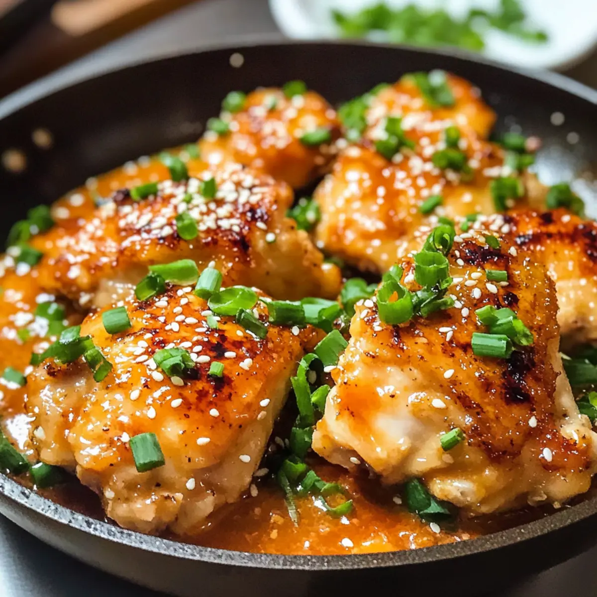 Skillet Bang Bang Hähnchenkeulen für schnelles Dinner