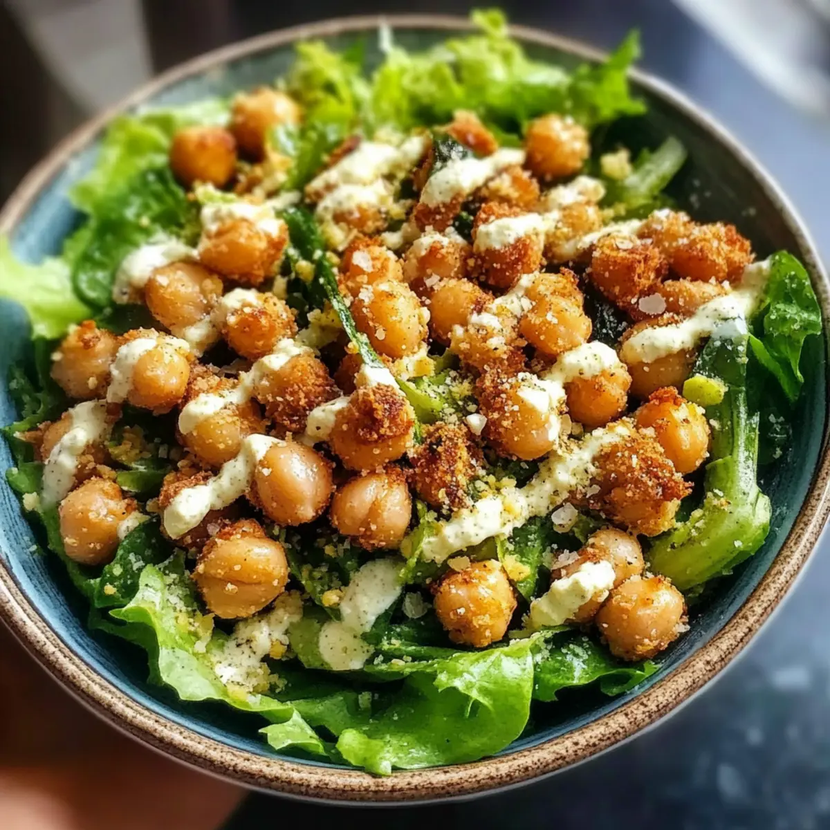 Veganer Caesar-Salat mit Kichererbsen fürs Wohlfühlen