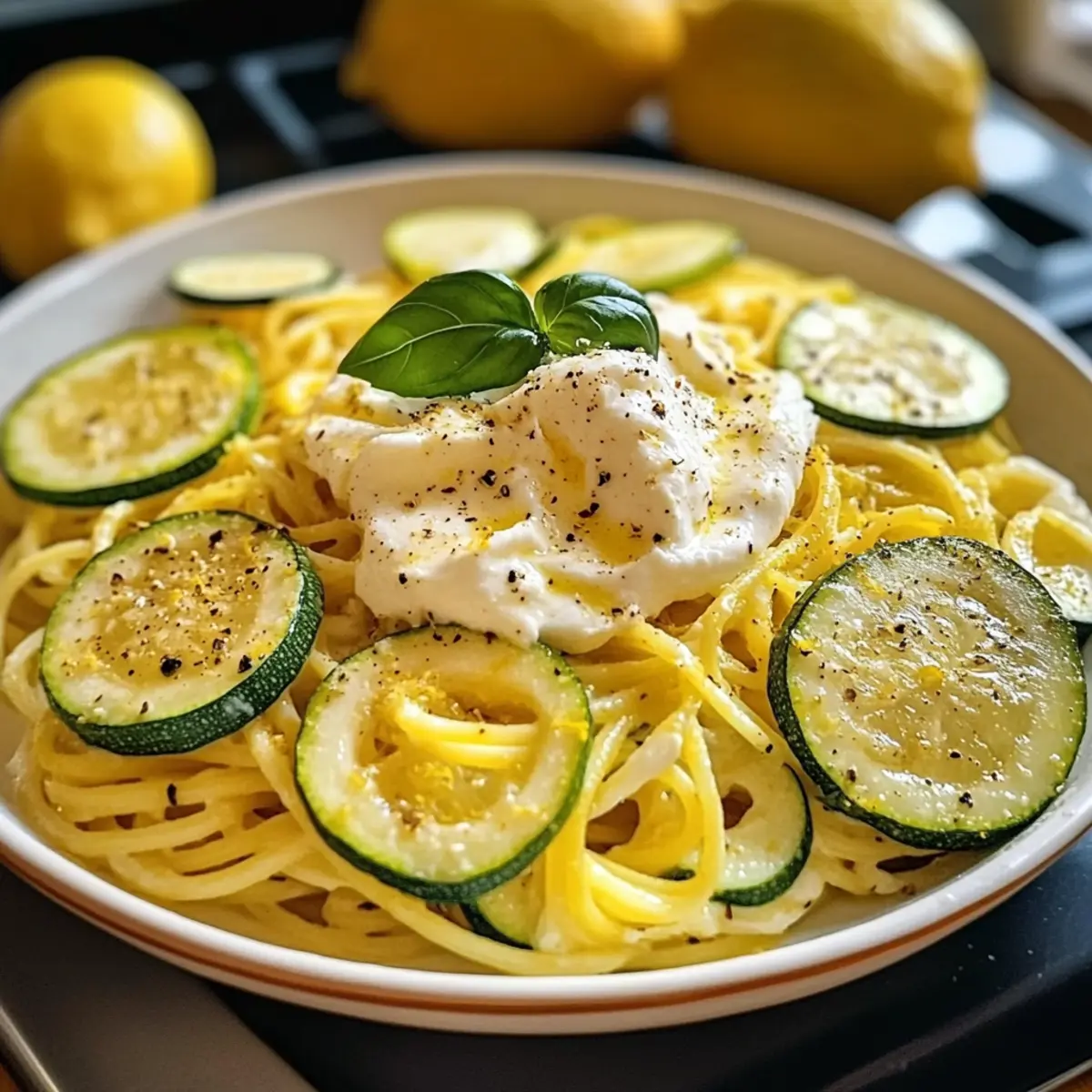Zitronen Zucchini Pasta mit Burrata – Leicht und lecker