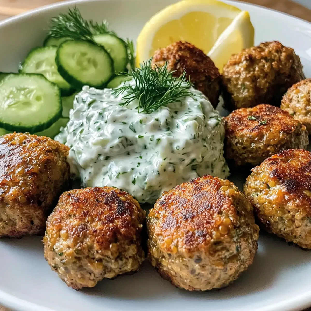 Gebratene griechische Linsenbällchen mit Tzatziki genießen
