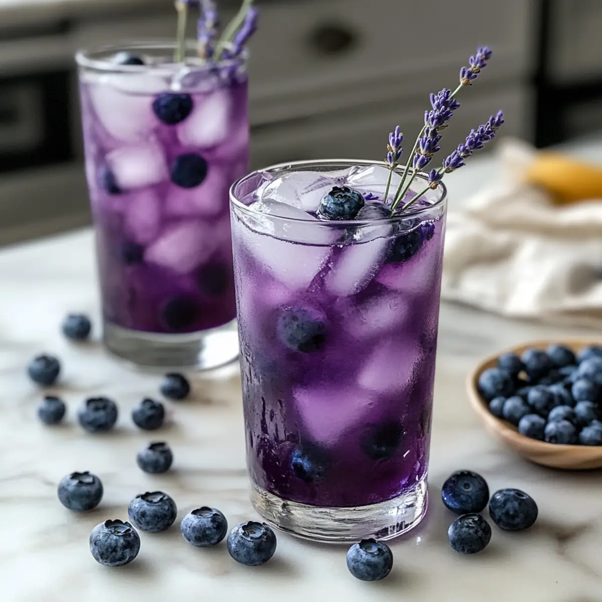 Blaubeere Lavendel Eistee Mocktail für heiße Tage