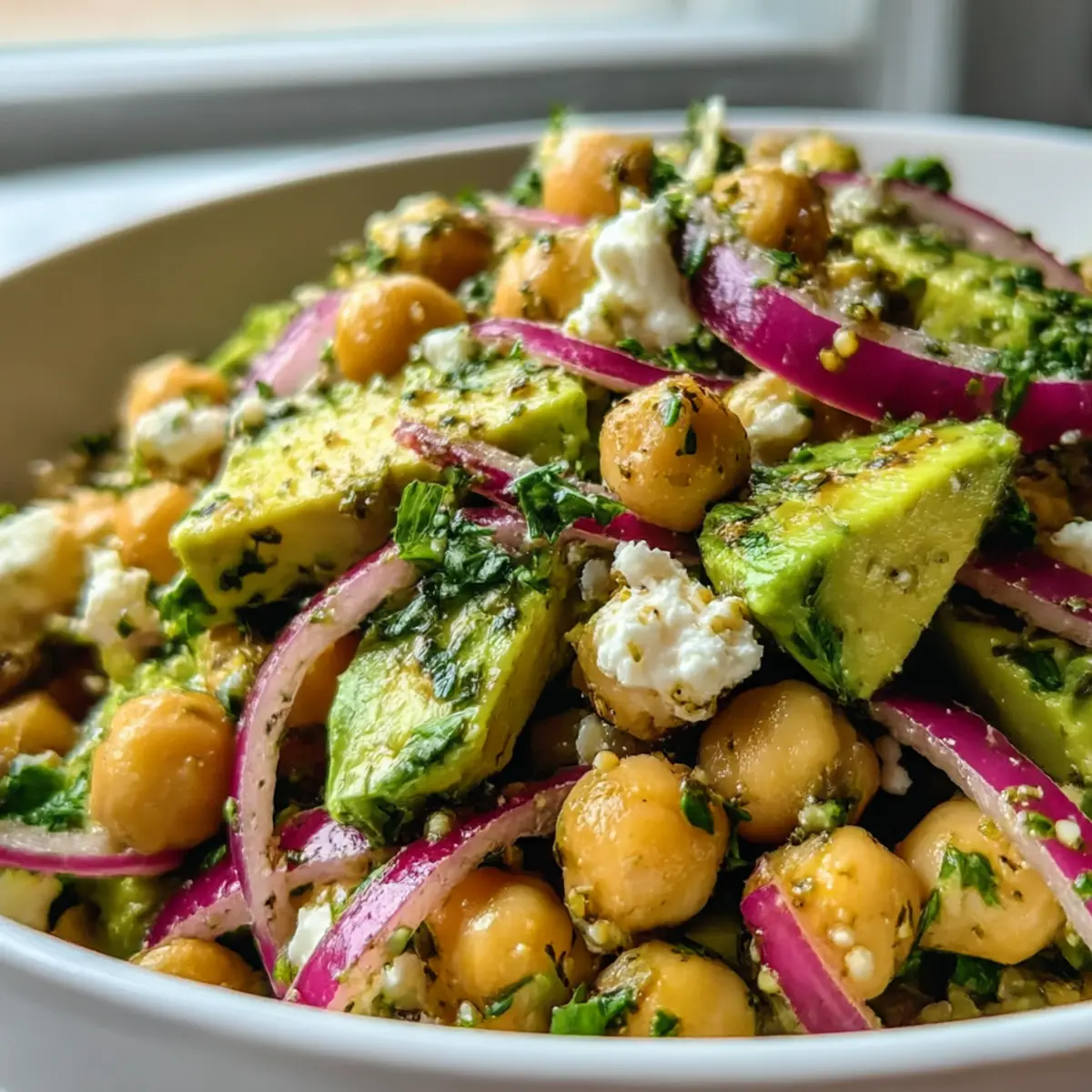 Kichererbsen Feta Avocado Salat für Jeden Tag