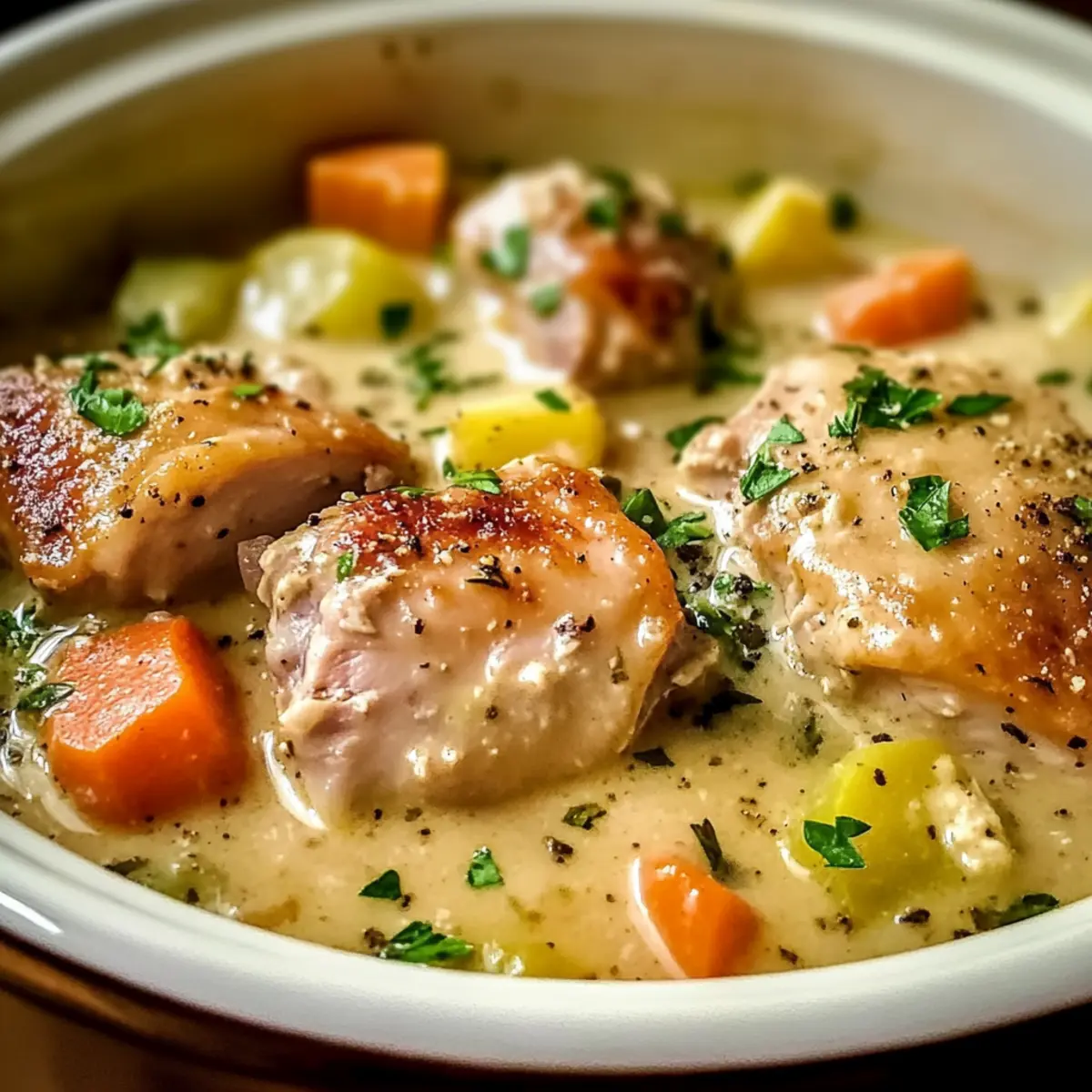 Crockpot Hähnchenschenkel Eintopf für gemütliche Abende