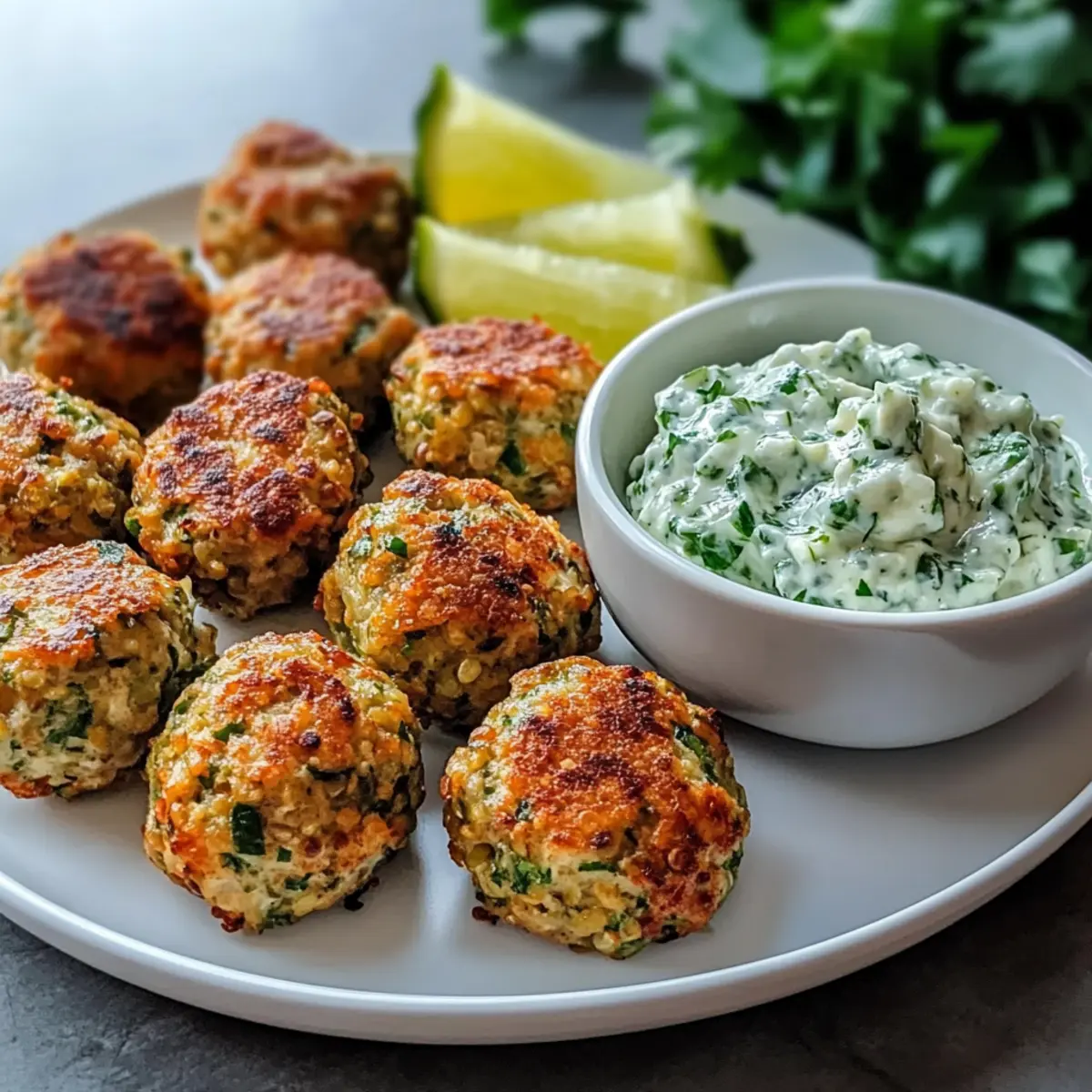 Einfach gebratene griechische Linsenfleischbällchen mit Tzatziki