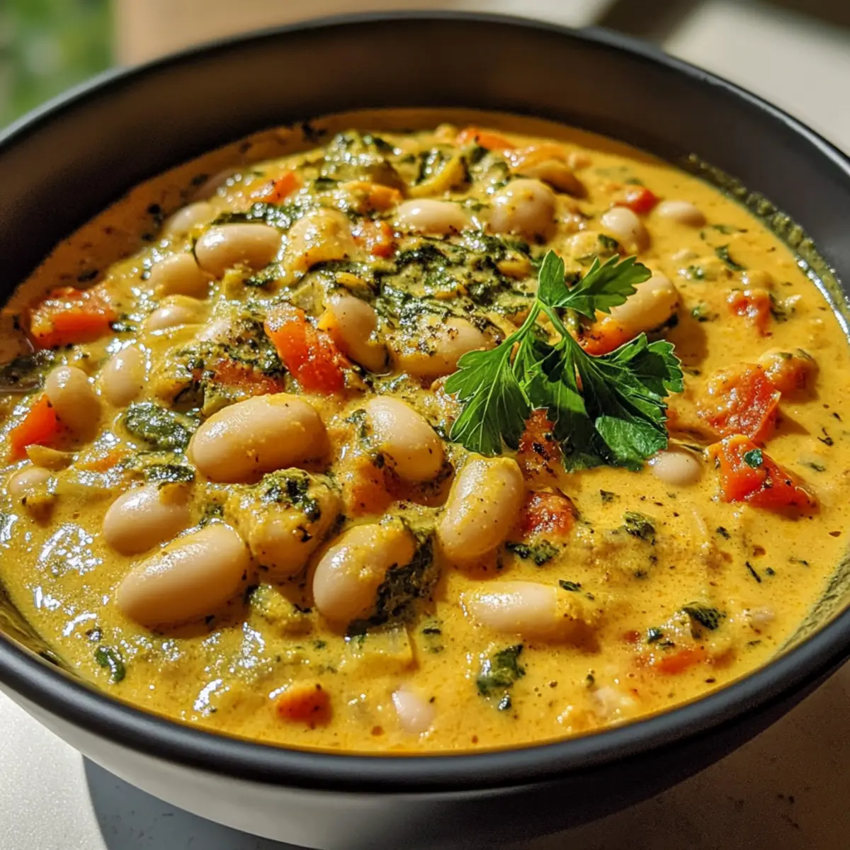 Einfaches Cremiges Veganes Weiße Bohnen Kokos Curry