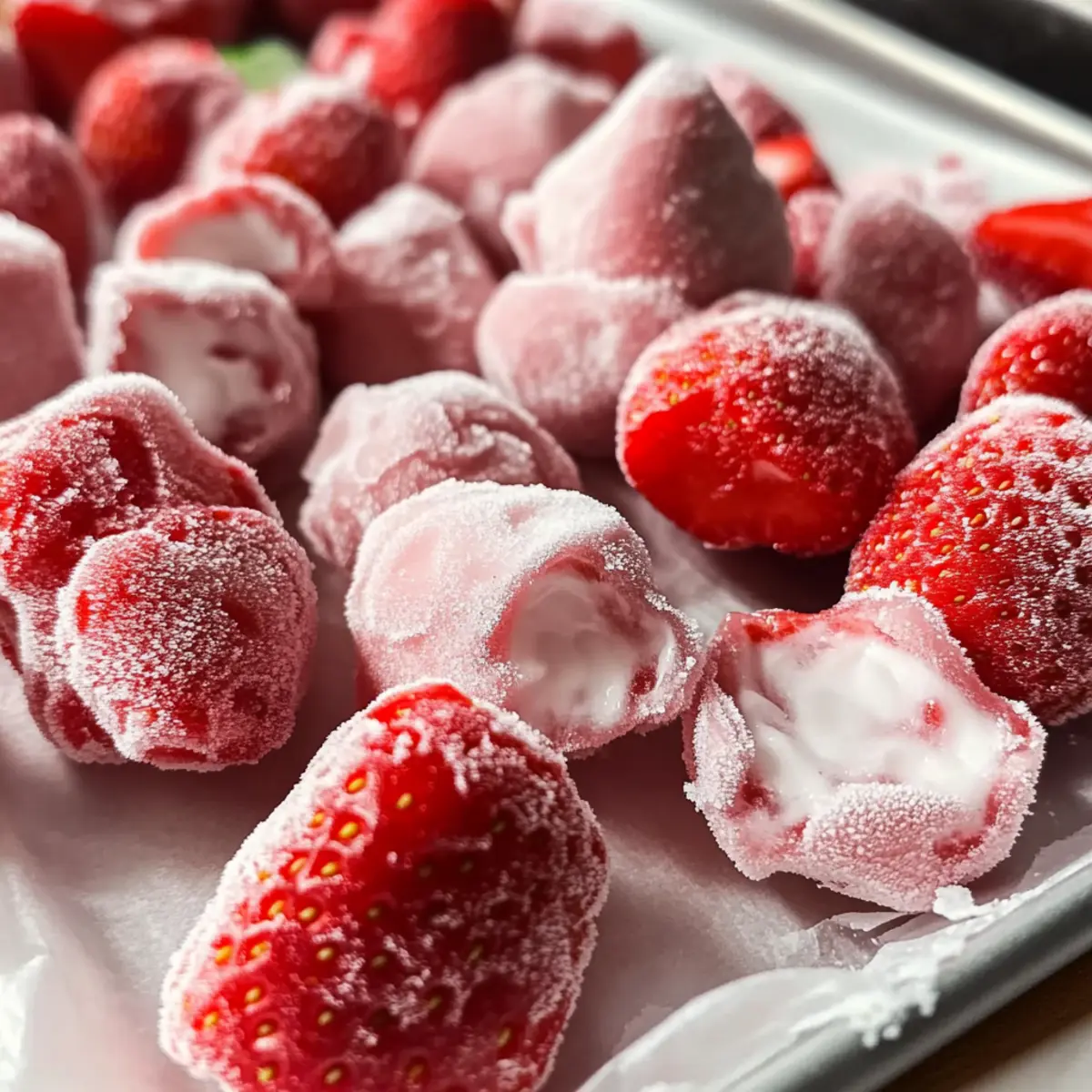 Gefrorene Erdbeer-Joghurt-Cluster für den Sommer