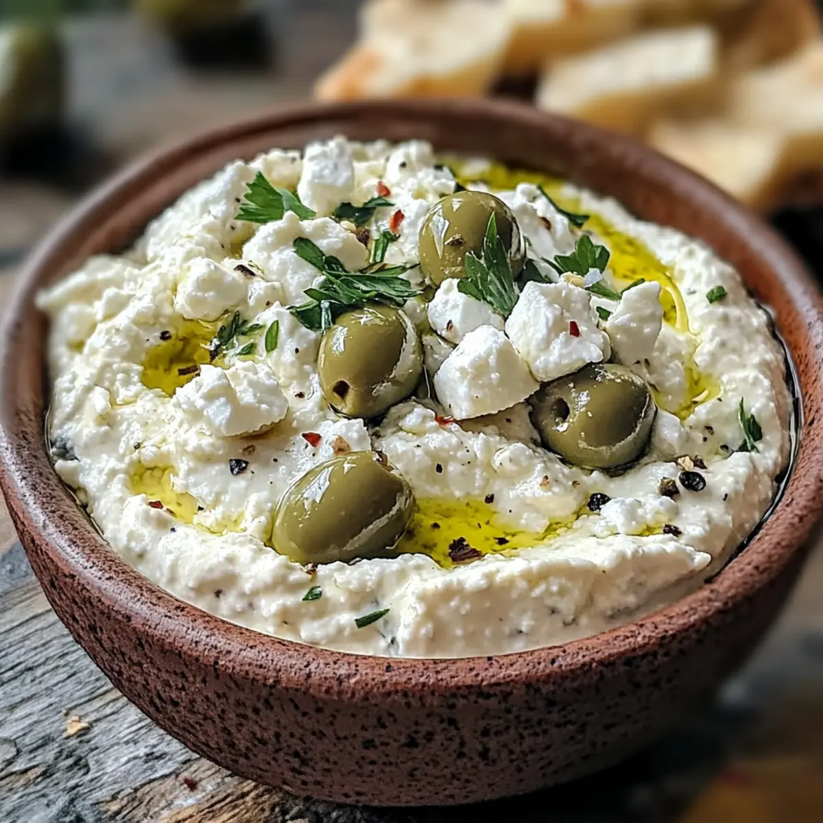 Grüne Olive und Feta-Käse Dip in 10 Minuten
